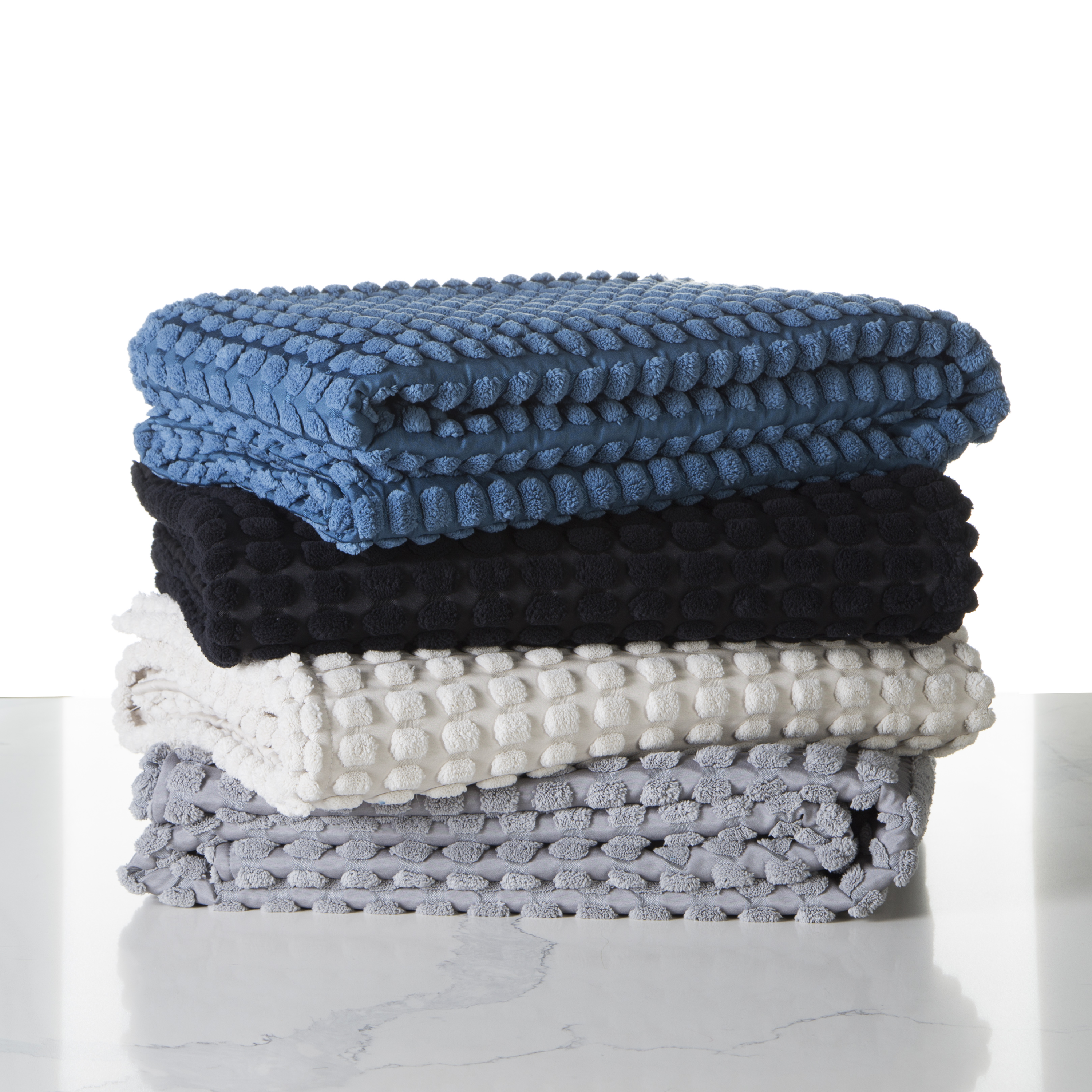 Manta jacquard Golfy rectangular INSPIRE poliéster beige curva overlock y cosido de 130x170 cm - 9