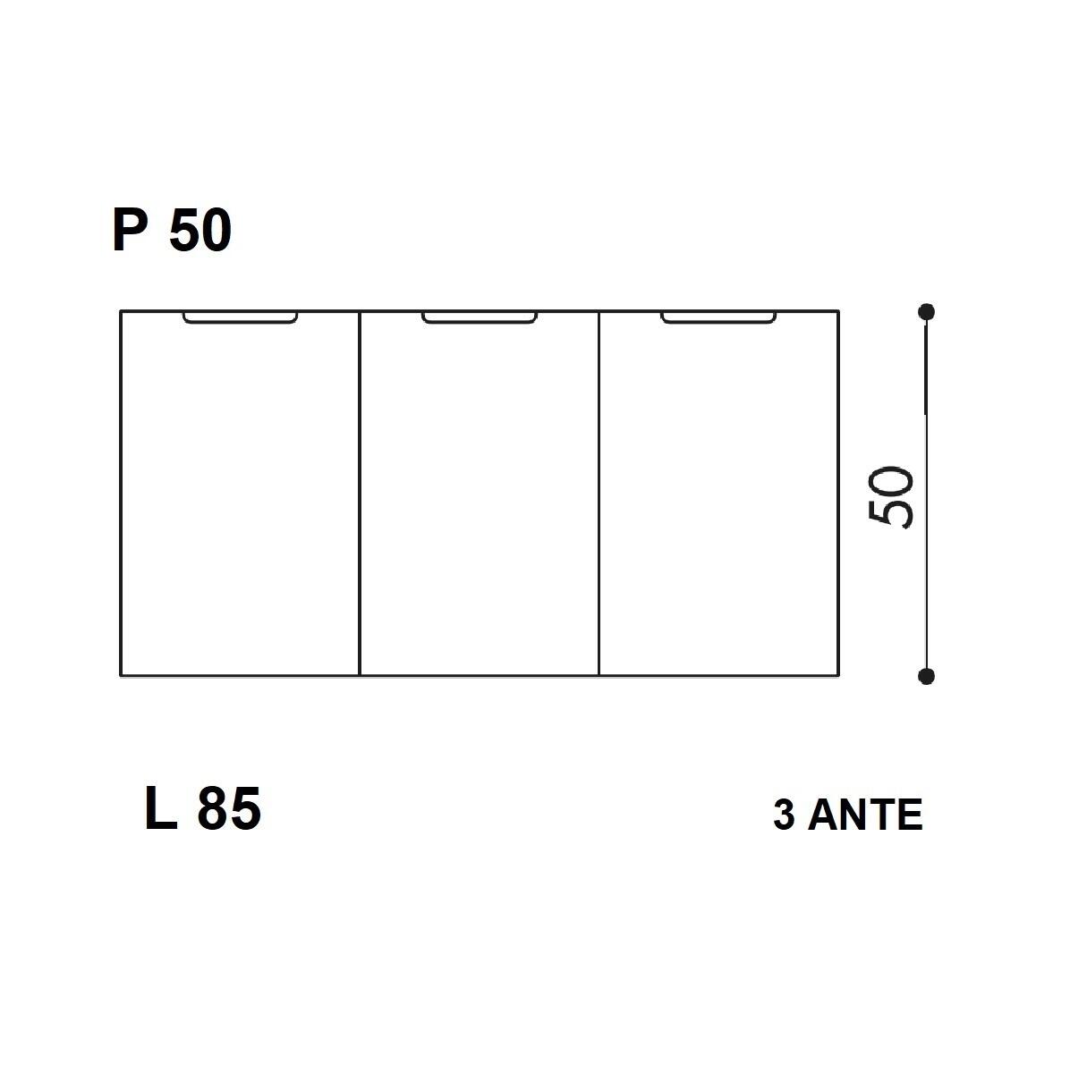 Mobile da bagno sospeso sotto lavabo L 85 x H 50 x P 50 cm bianco, 3 ante LINEA BASE - 3
