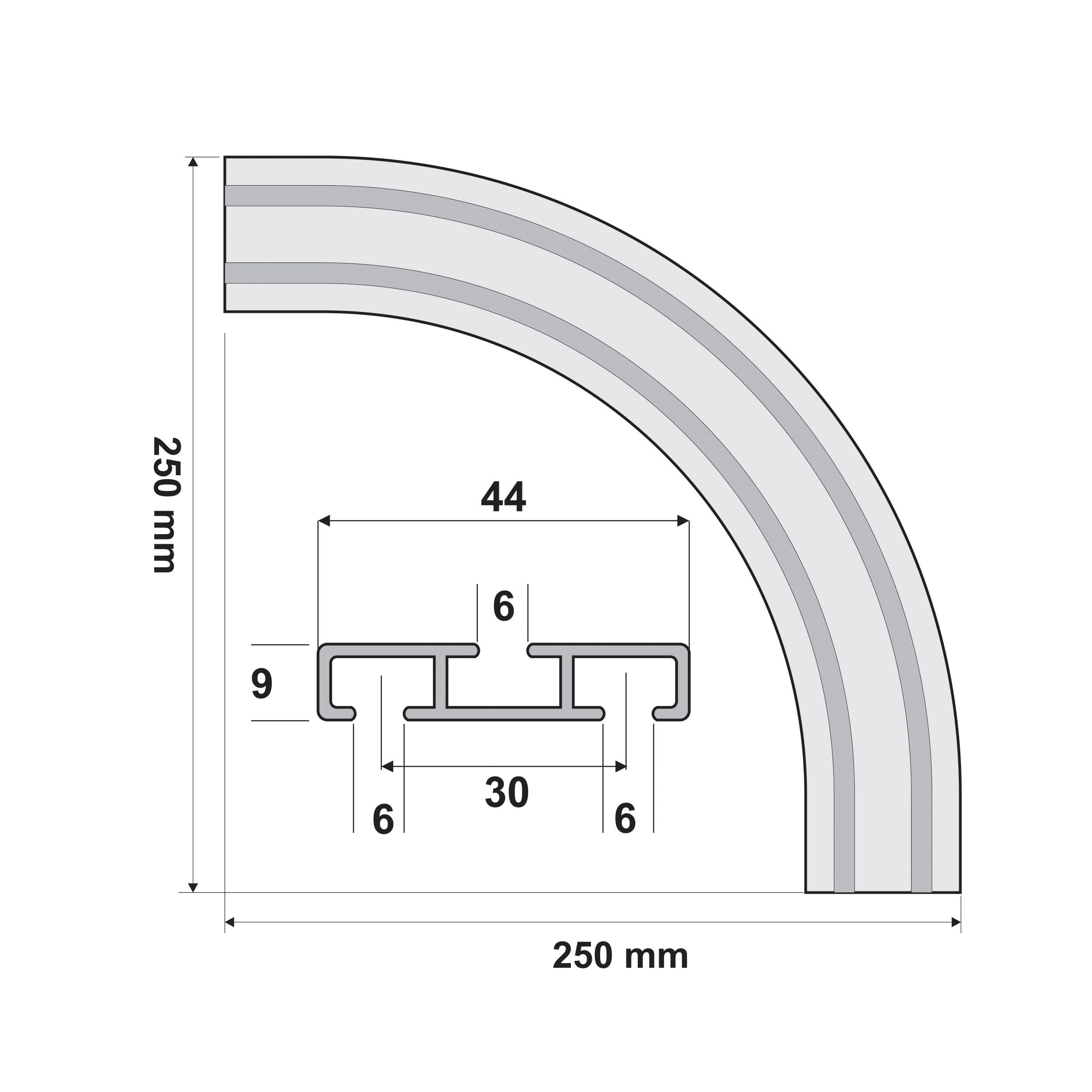 Łuk dwustronny do szyny sufitowej 1-torowej lub 2-torowej biały Kowalski - 6