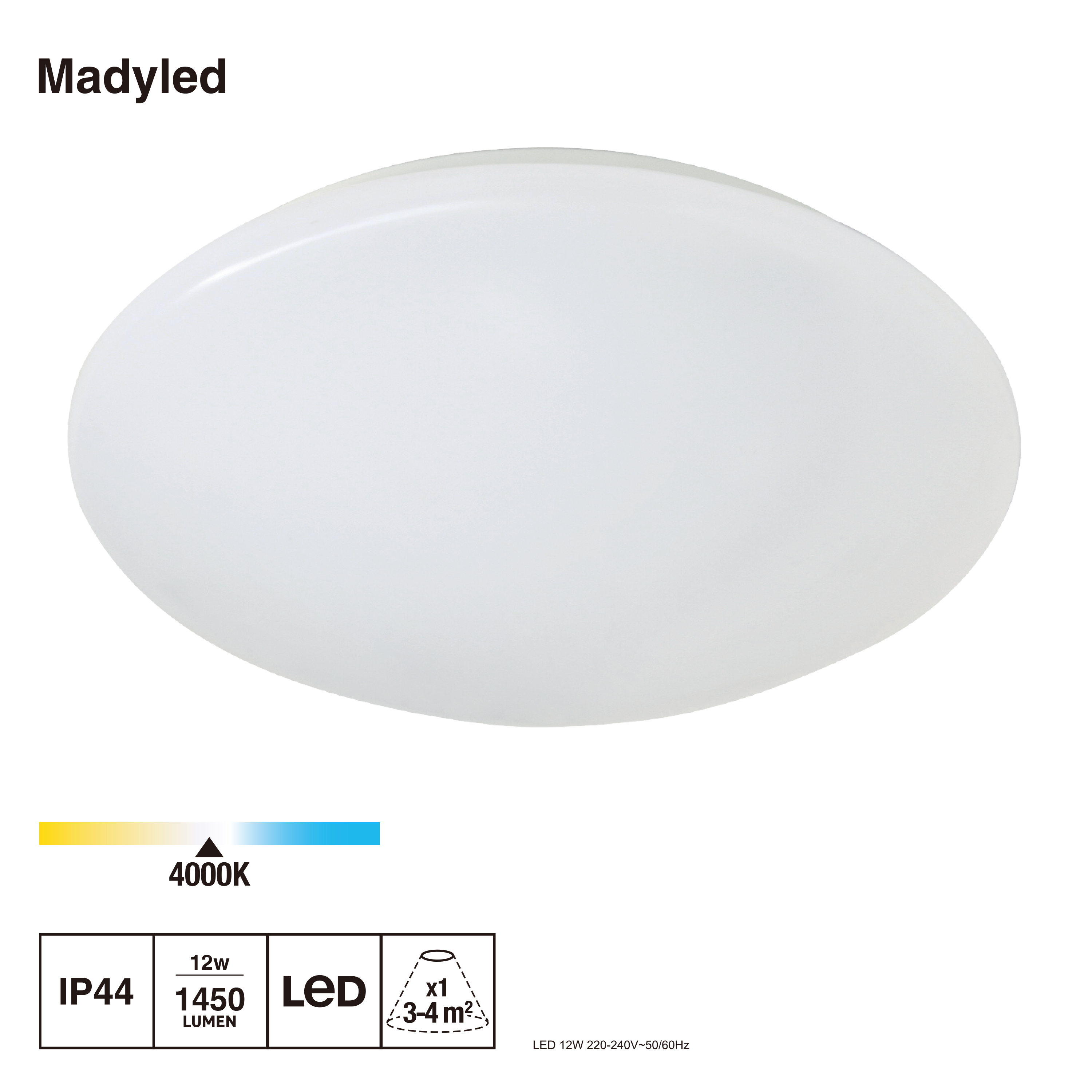 Plafón LED Madyled blanco neutro 12W 25 cm - 3