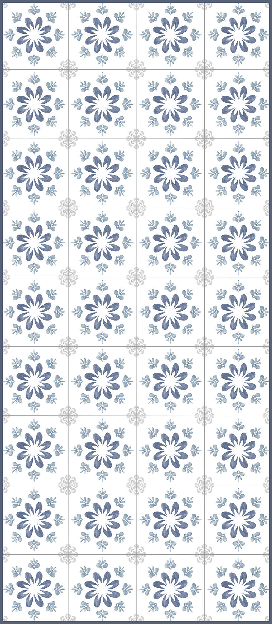 Alfombra pie de cama exterior/interior pvc tejido plano base antideslizante callia flor multicolor 48x110cm