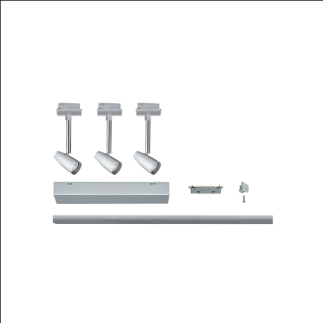 Kit de 3 spots sur rail URail Barelli GU10, métal chrome mat, PAULMANN - 3