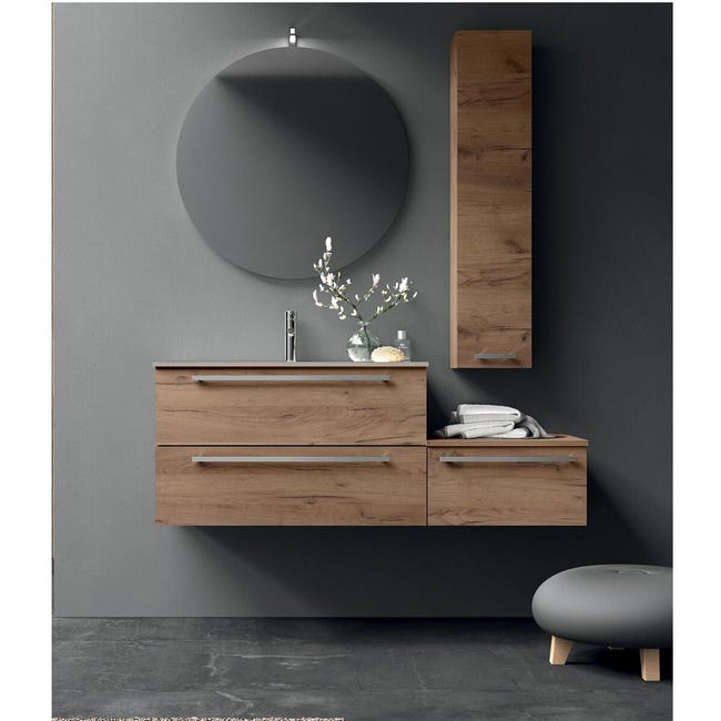 Garlivo GLA 120 Mobile sottolavabo in rovere con cassetti, con cassetti, colore: nero, larghezza 120 cm, chiusura morbida, push to open/Tip On, da appendere Garlivo GLA 120 Mobile sottolavabo in rovere con cassetti, con cassetti, colore: nero, larghezza 120 cm, chiusura morbida, push to open/Tip On, da appendere
