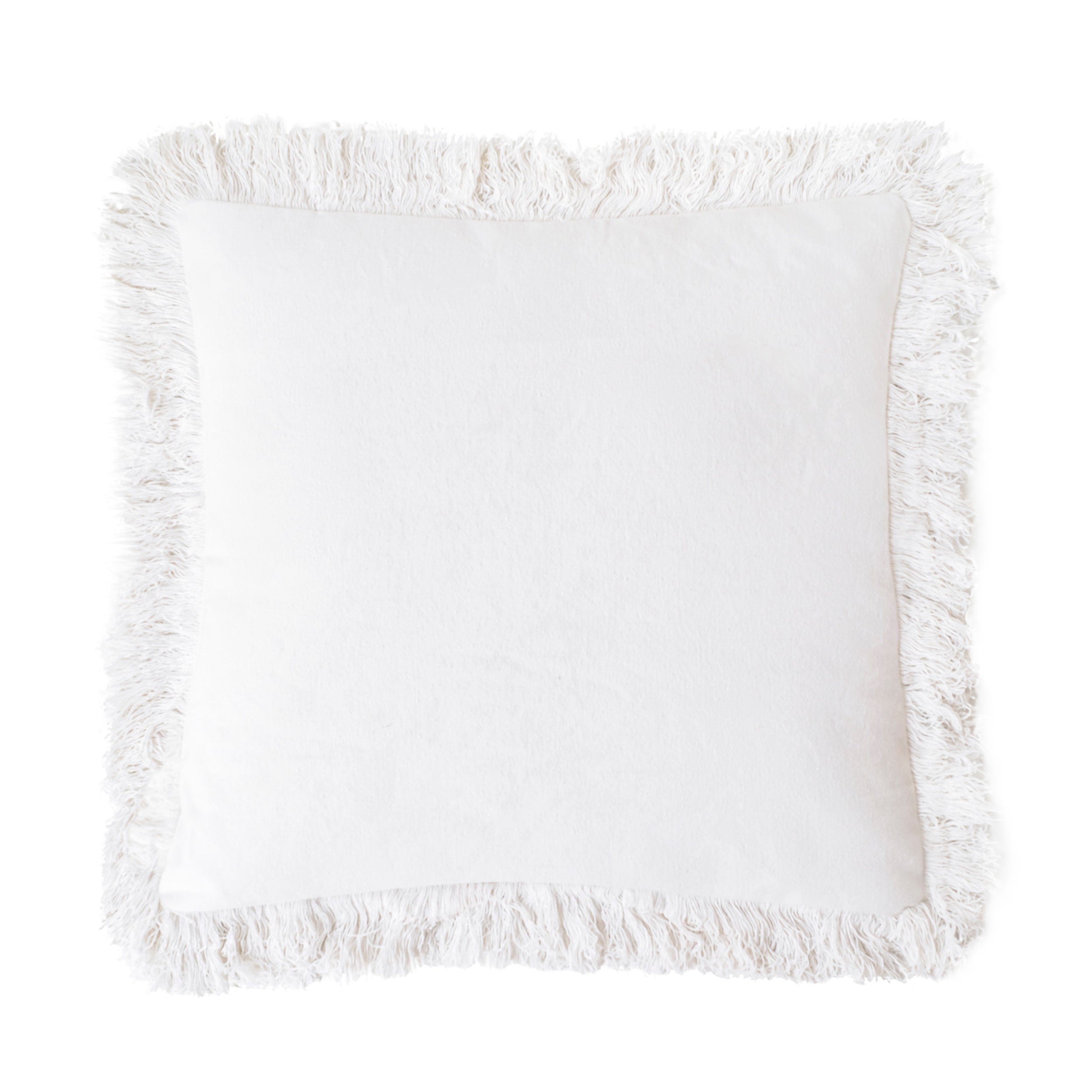 Cojín decorativo flecos blanco 60x60cm