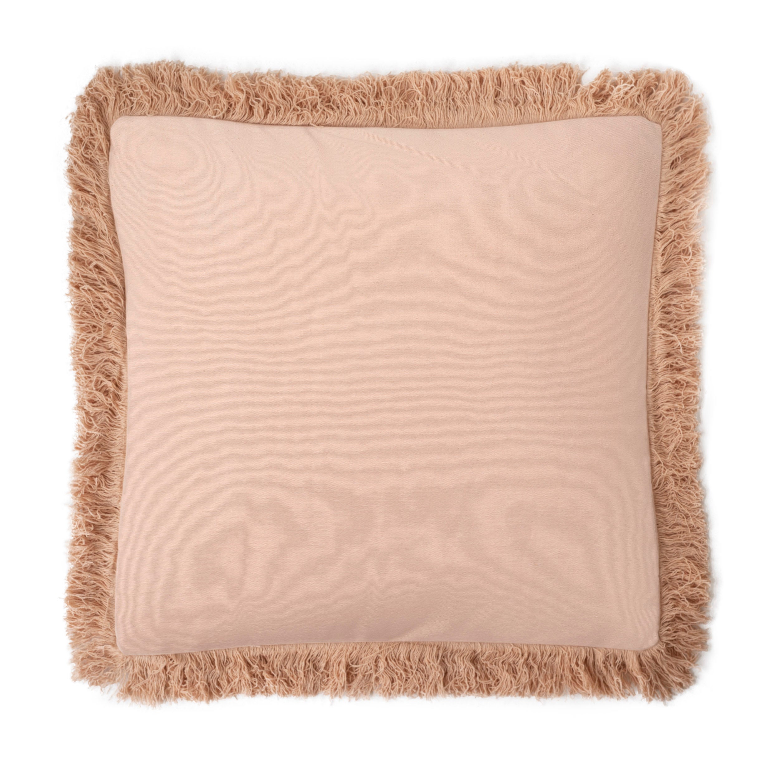 Cojín decorativo flecos rosa 60x60cm