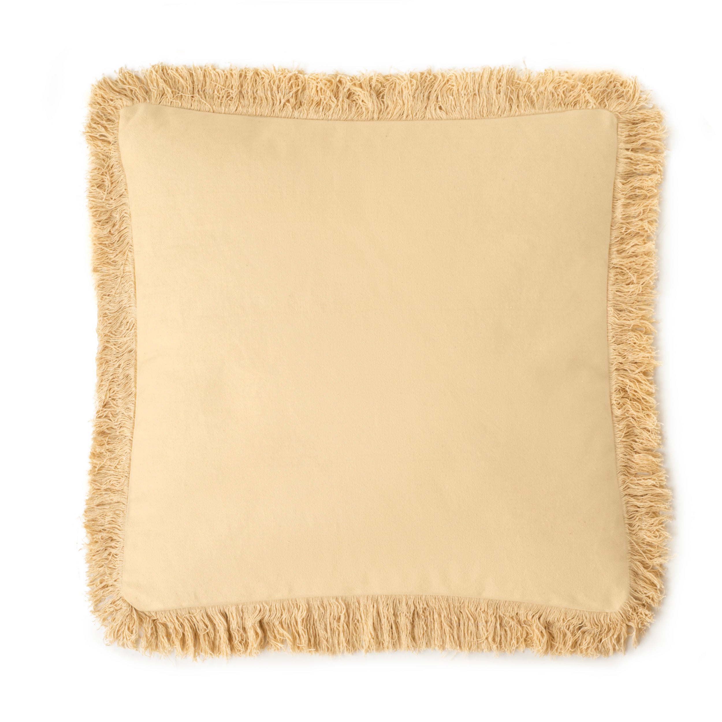 Cojín decorativo flecos amarillo 60x60cm