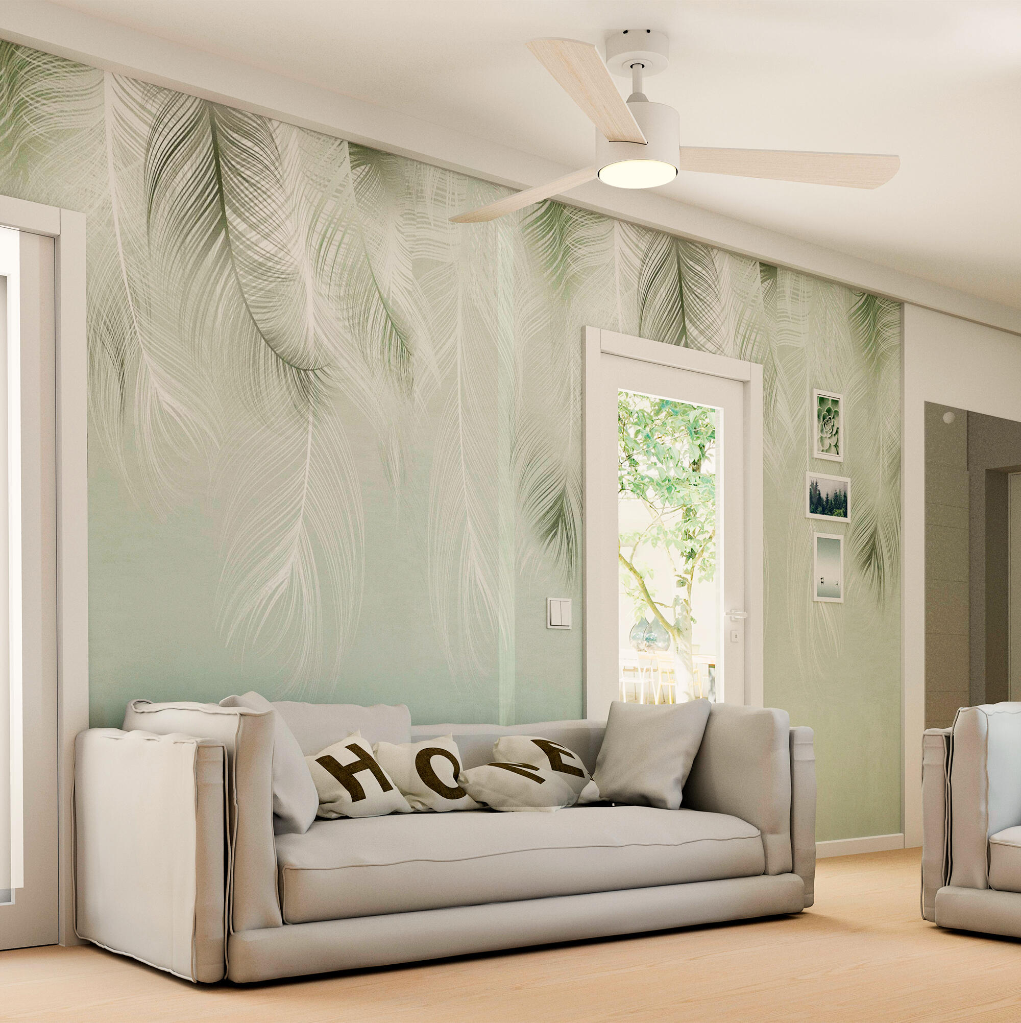 Ventilador de techo con luz silencioso DC Arte Confort Espe blanco 122 cm - 12