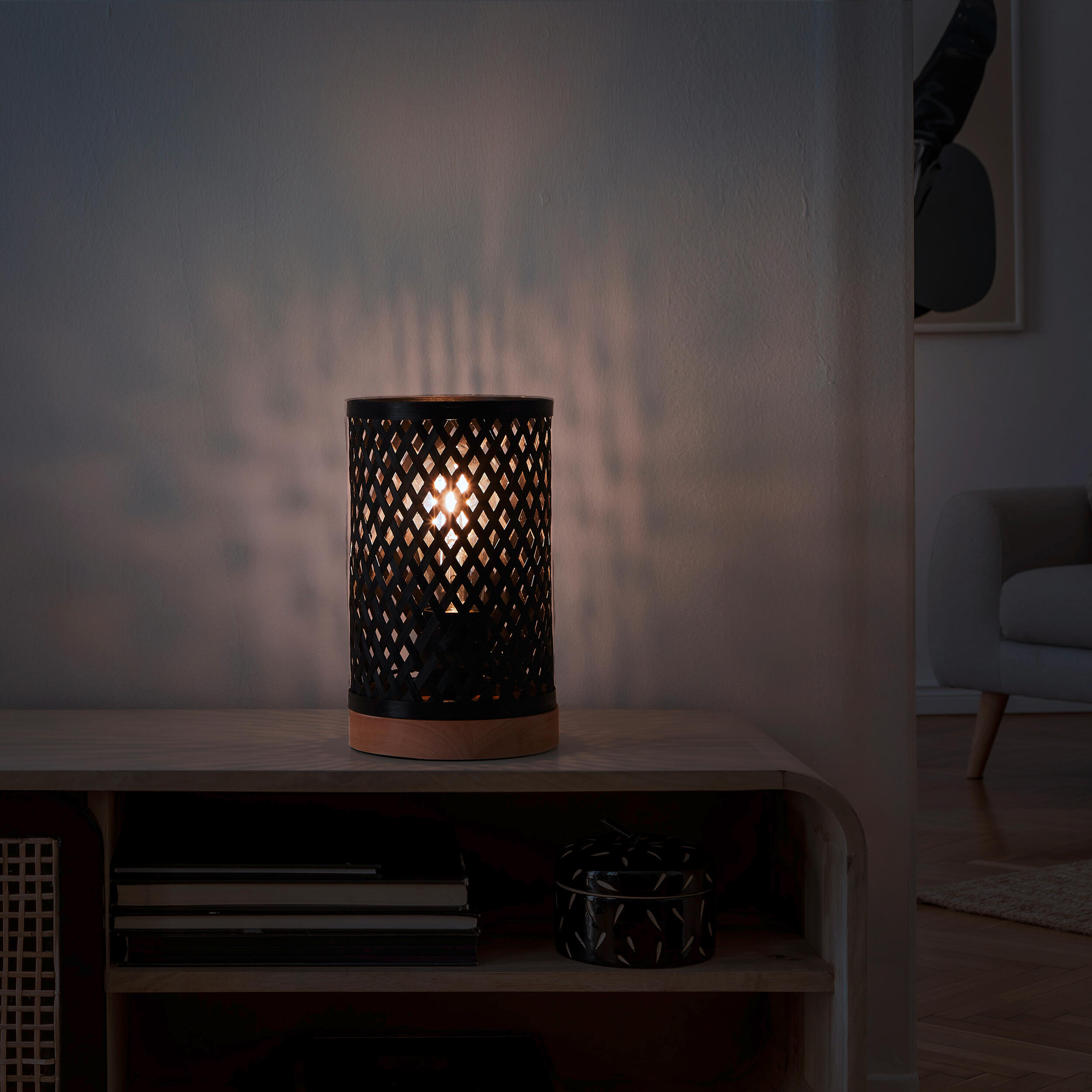 Candeeiro de mesa 23 cm 1 luz bambo preto Inspire Ninon - 20