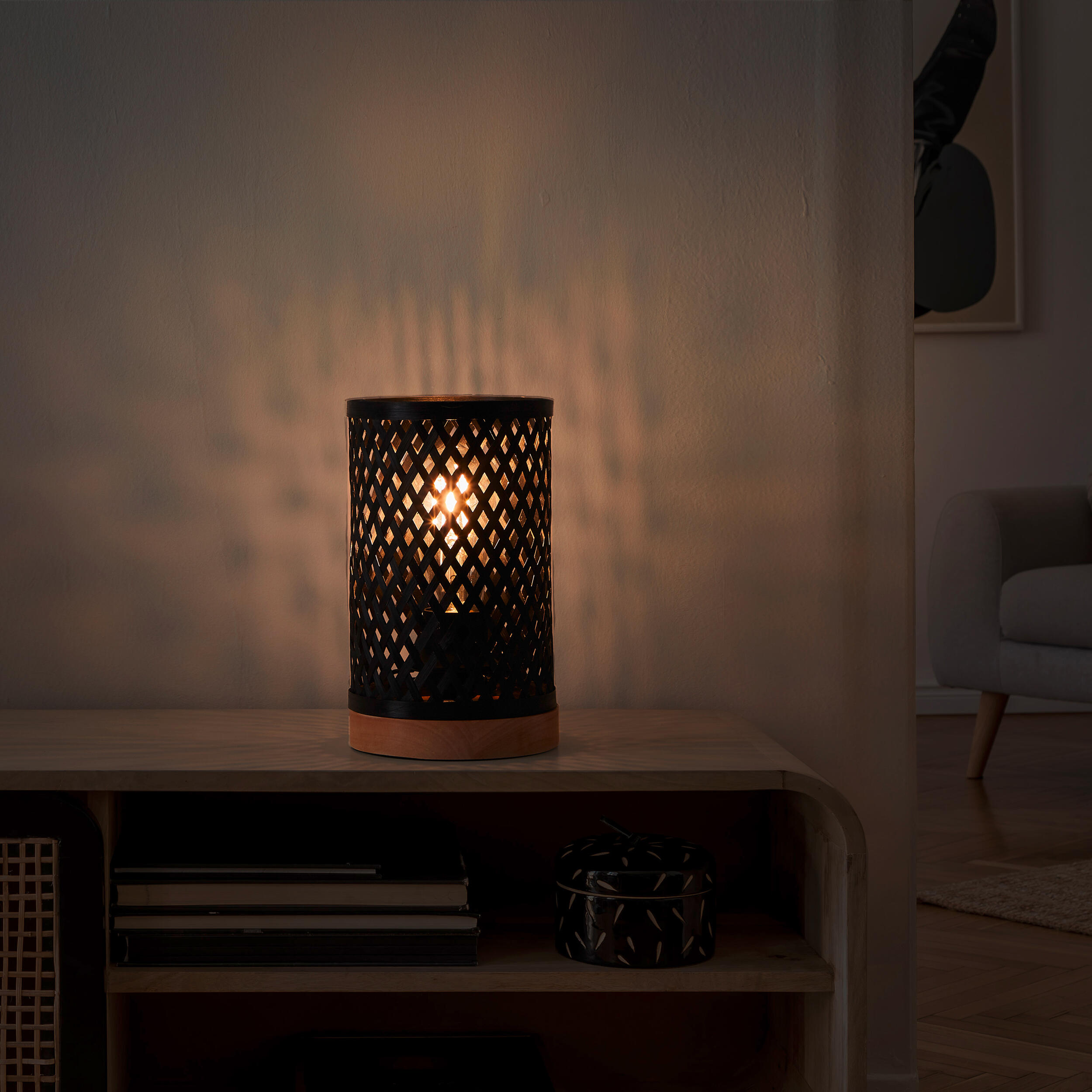 Candeeiro de mesa 23 cm 1 luz bambo preto Inspire Ninon - 19