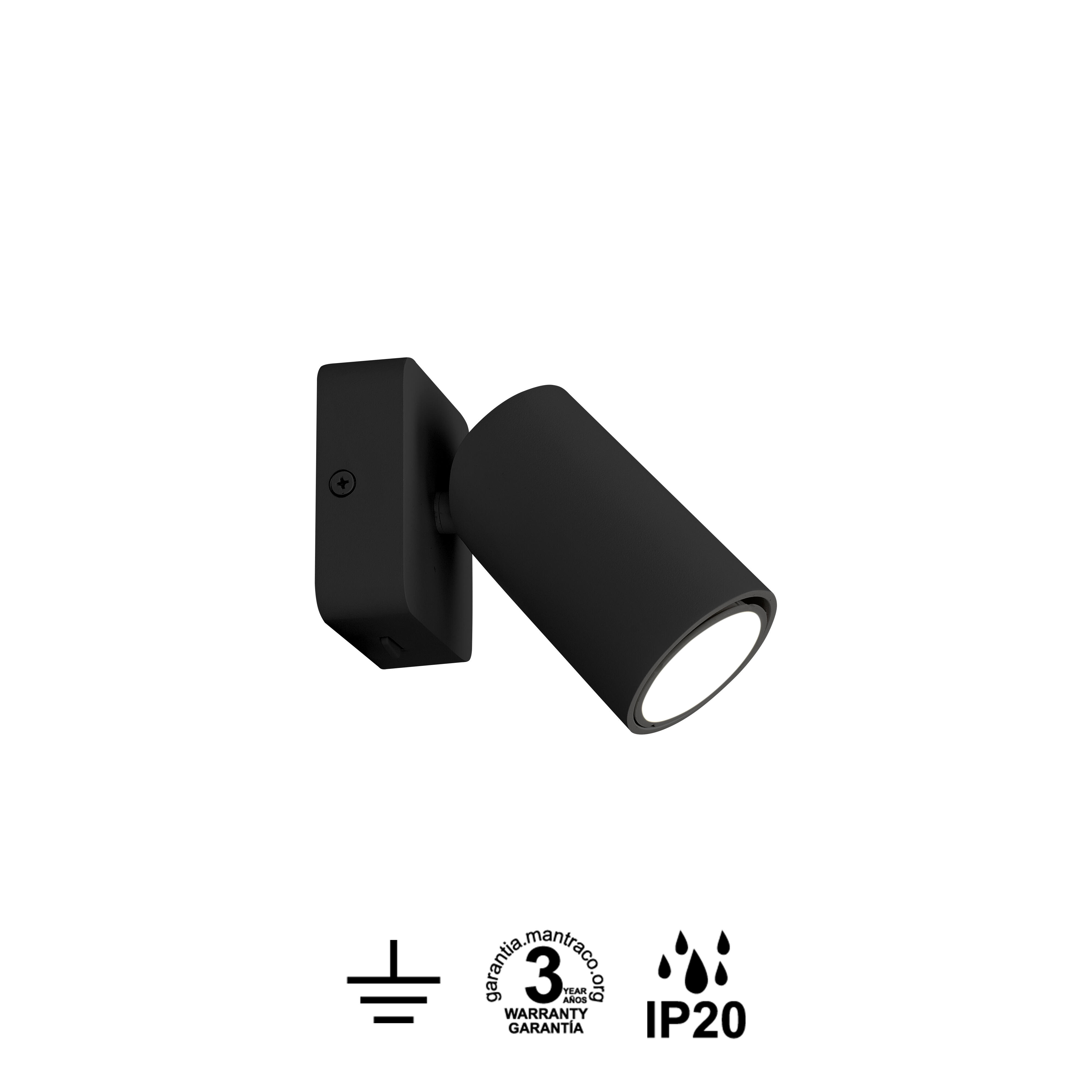 Aplique de pared Sal MANTRA de aluminio negro compatible con casquillo GU10 IP20 - 7