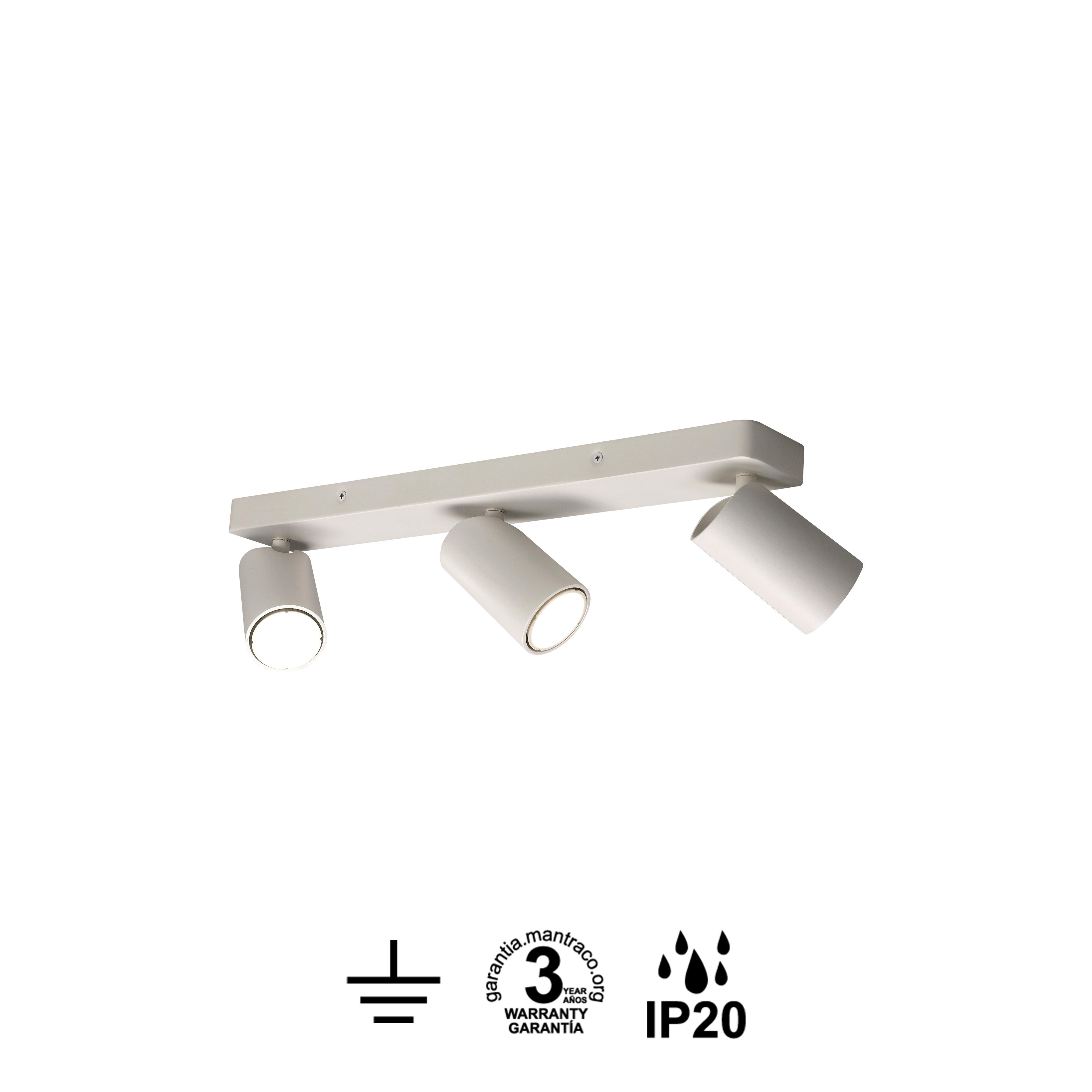 Barra de focos decorativos 3 luces GU10 de aluminio blanco Sal 45 cm  - 5