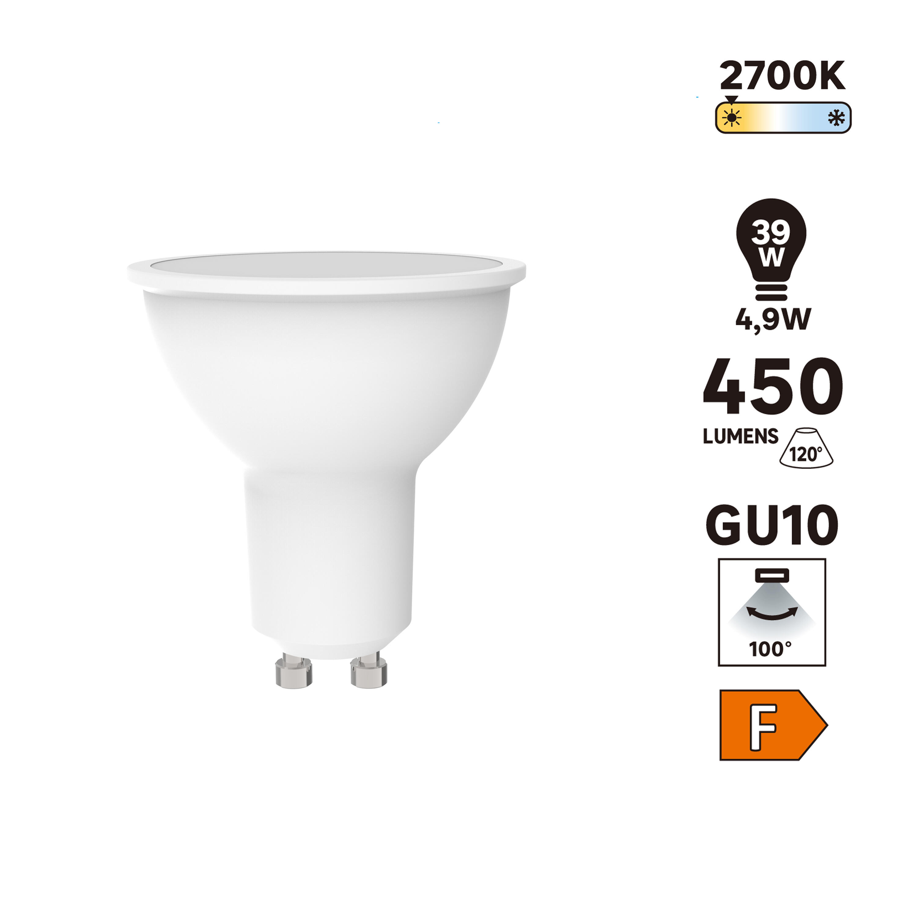 Żarówka LED GU10 4,9 W 450 lm Ciepła biel - 5