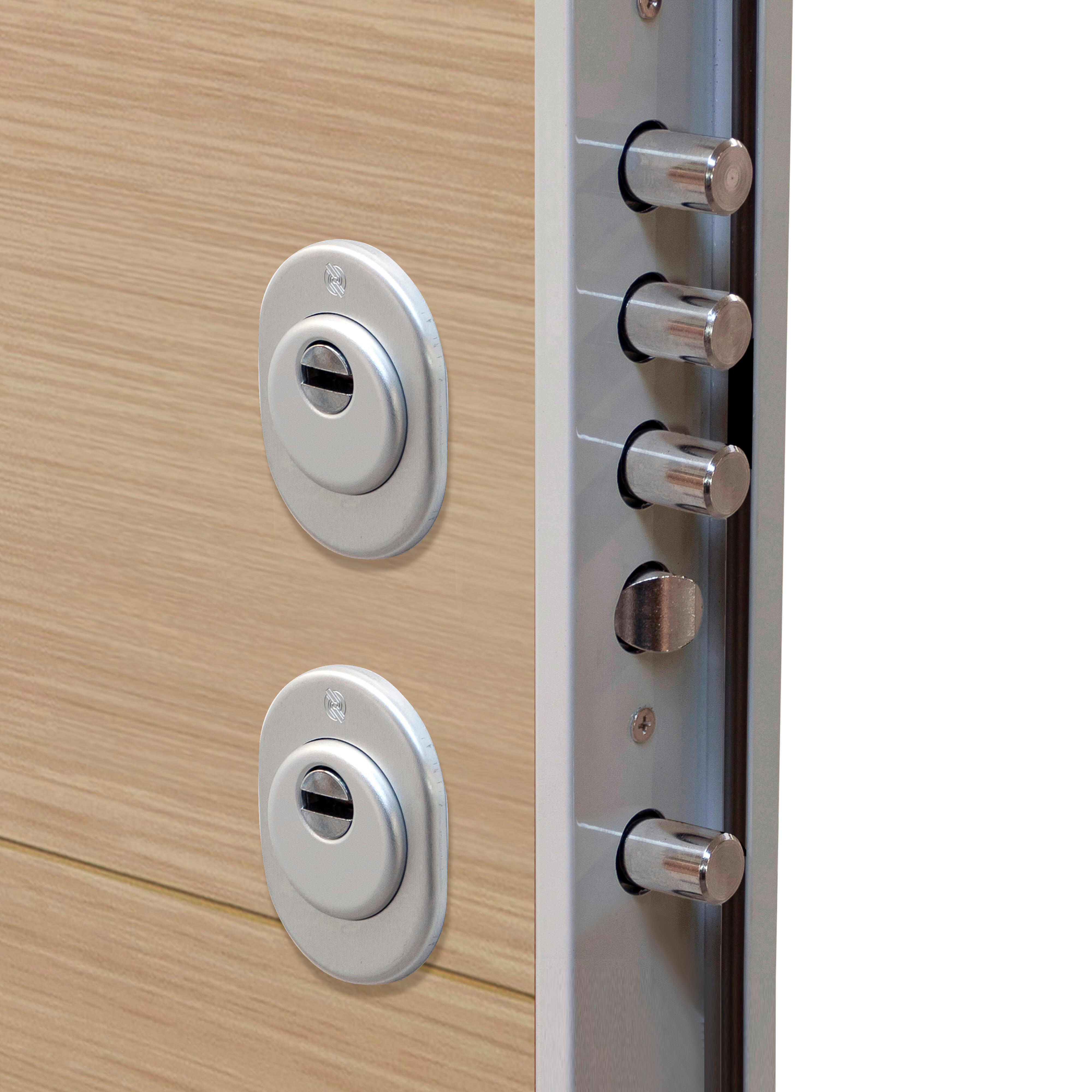 Puerta de entrada acorazada serie Silver 2,0 fresada roble / interior liso blanco apertura izquierda 208x90.3cm - 9