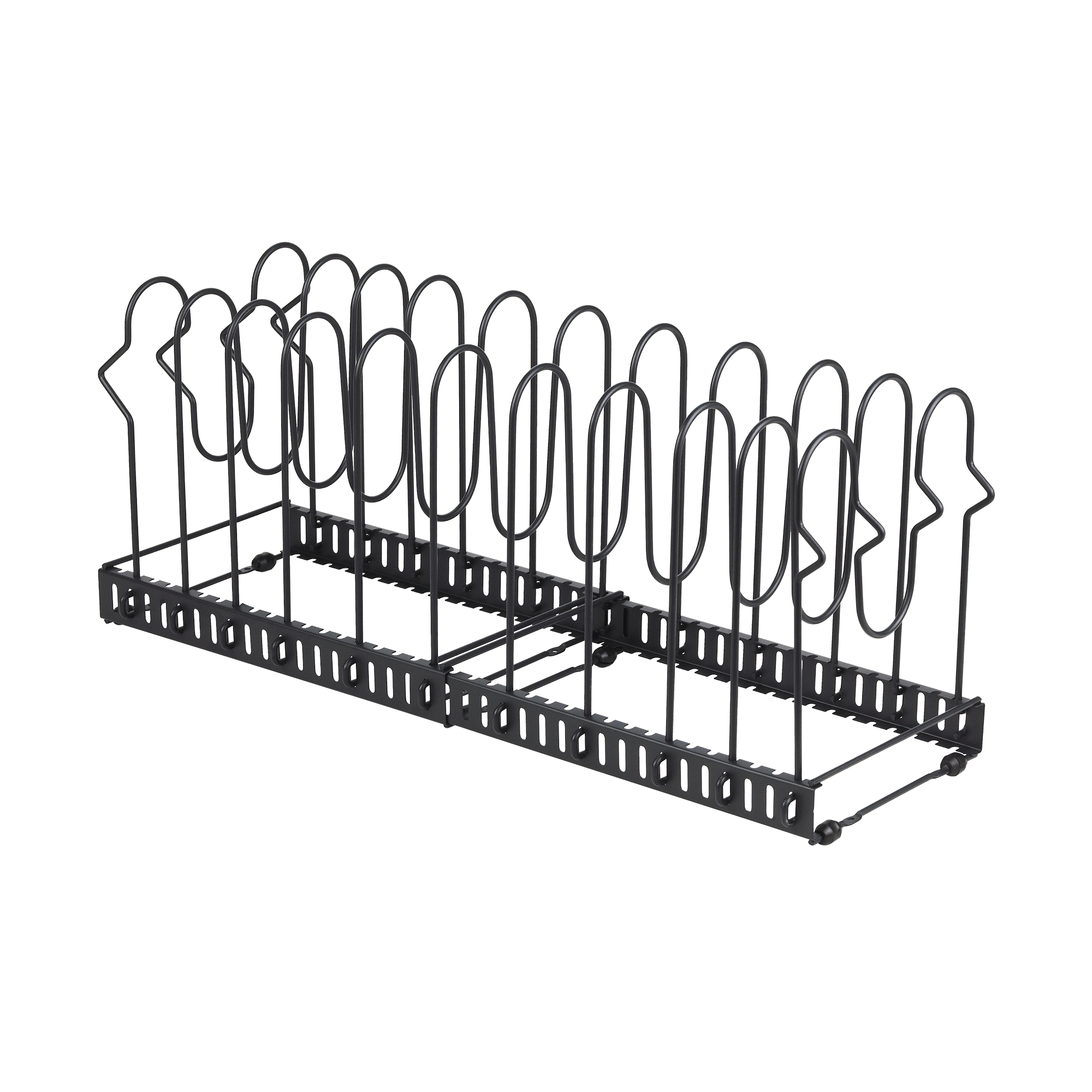 Organizador extensible para sartenes y tapas acero inox negro delinia 19x57x24cm