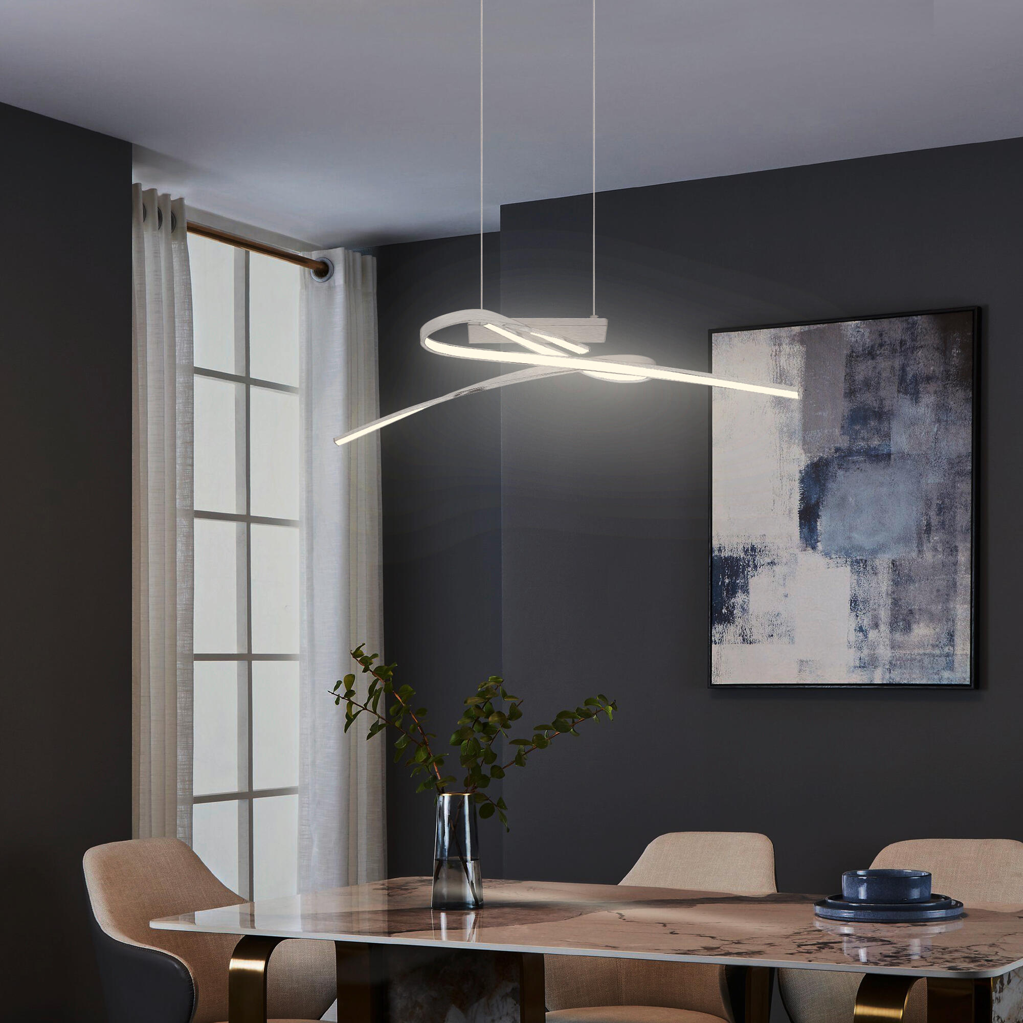Lustre Symphonie, gris, l.26 cm LED - 2