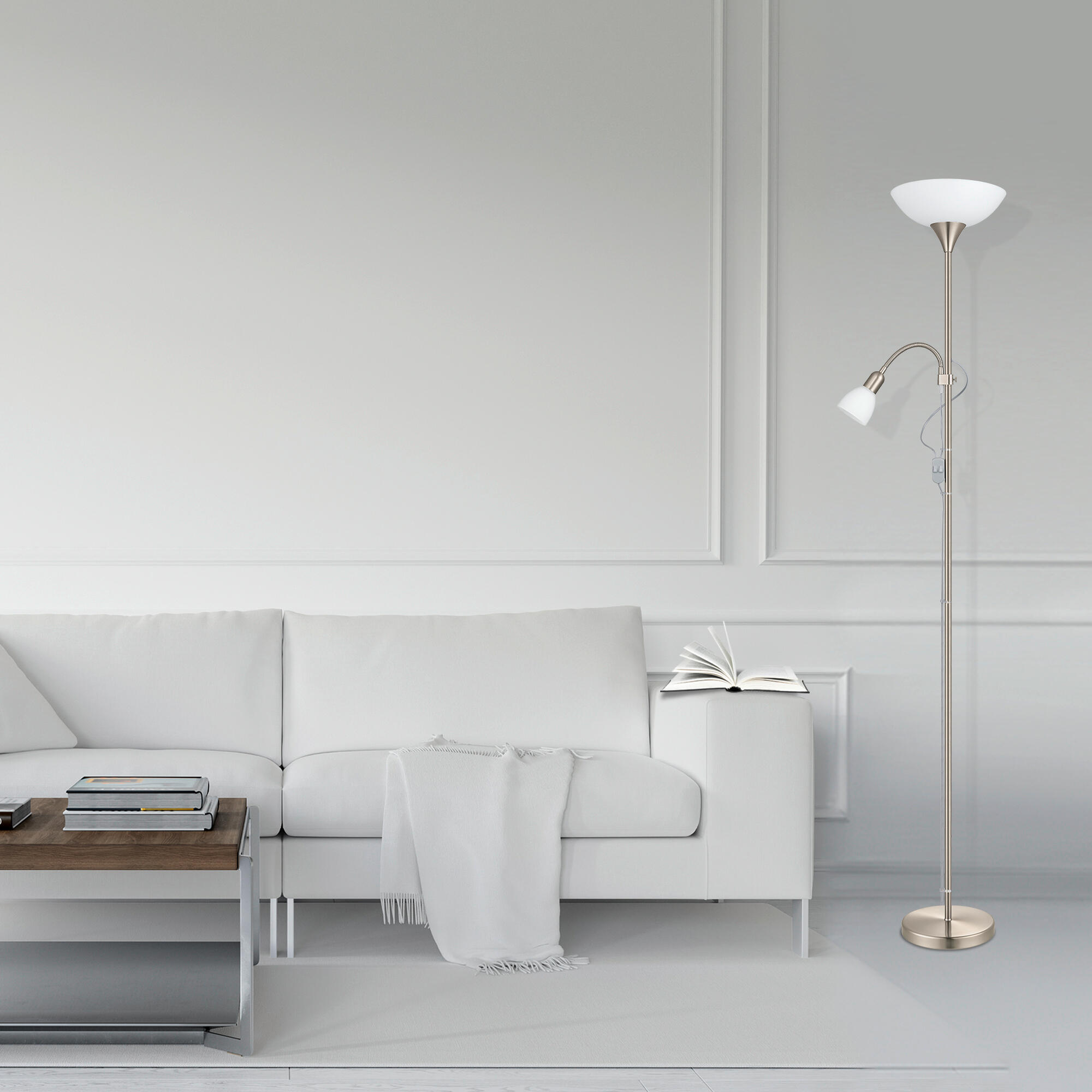 Lampadaire avec liseuse Up EGLO, 1xE27 +1xE14, 178 cm, nickel - 3