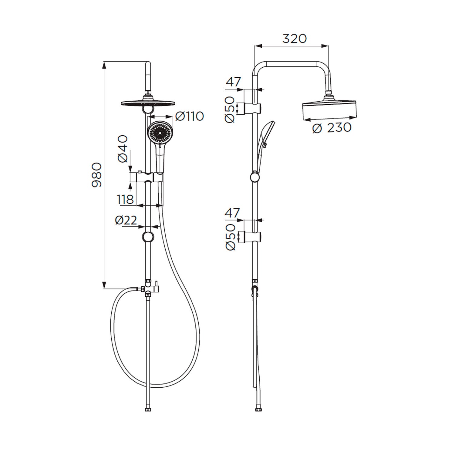 Colonna doccia senza miscelatore Mamba Nero - 4