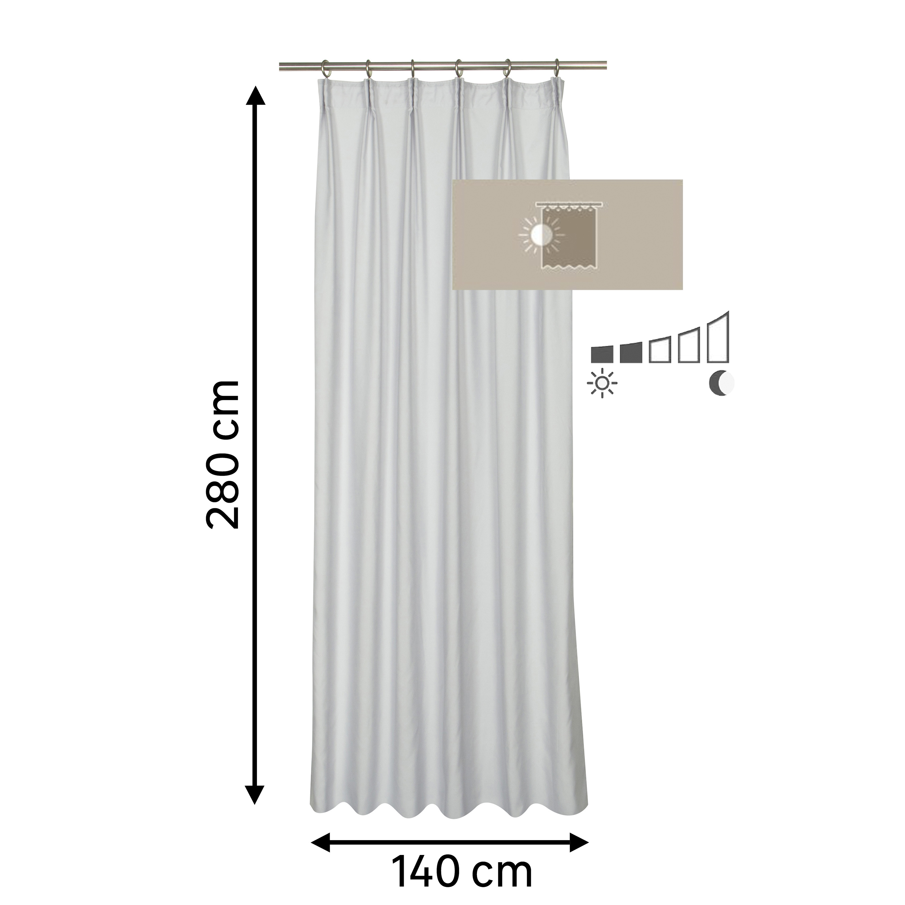 Tenda X2 doble grigio, fettuccia 140x280 cm - 6