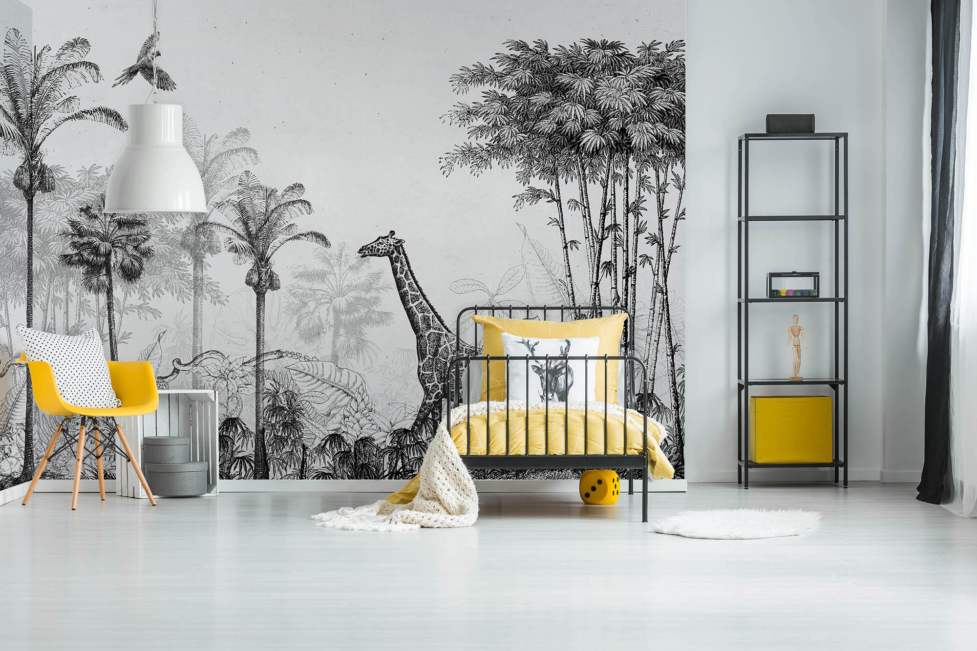 Mural adhesivo textil liso lavable naturaleza jungla verde 385 x 260 cm motif