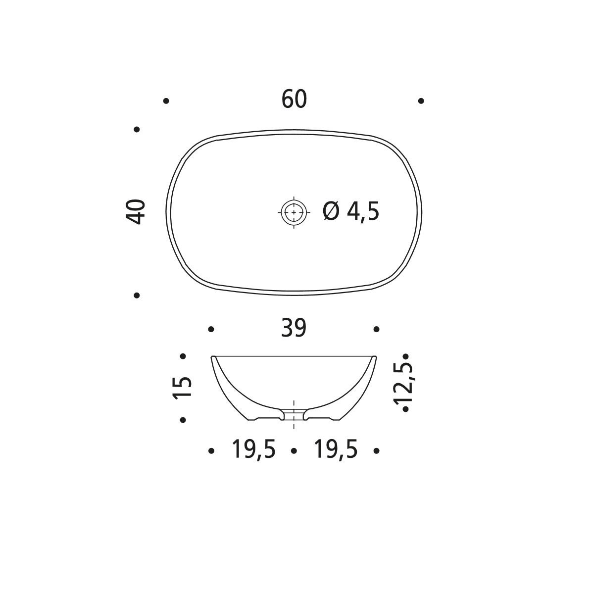 Lavabo da appoggio rio small ovale in ceramica L 60 x H 15 x P 40 cm bianco - 3