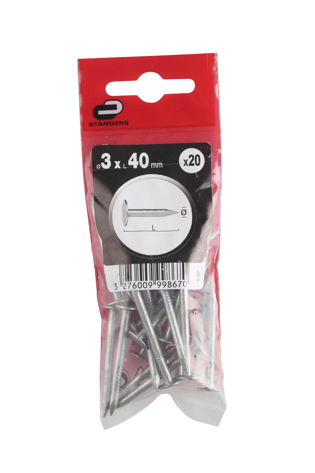 20 Pregos STANDERS CABEÇA CHATA 3.0X40 MM - 4