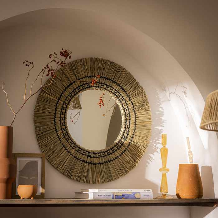 Lustro okrągłe Palia – naturalna elegancja z boho akcentem