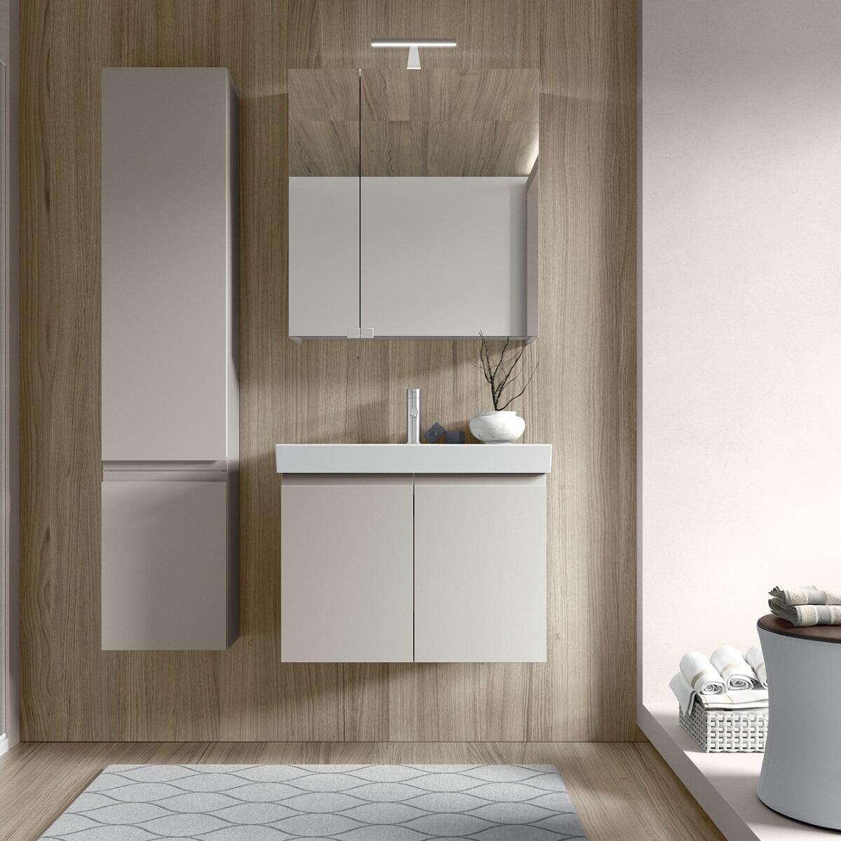 Mobile da bagno sospeso sotto lavabo L 60 x H 50 x P 50 cm bianco, 2 ante Gola - 2