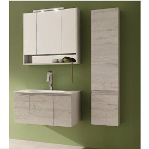Mobile Bagno Sospeso Con Lavabo 120 Cm E Specchio LED - Grigio Perla, Cassettiera 60 Cm Soft-Close - Foto 13