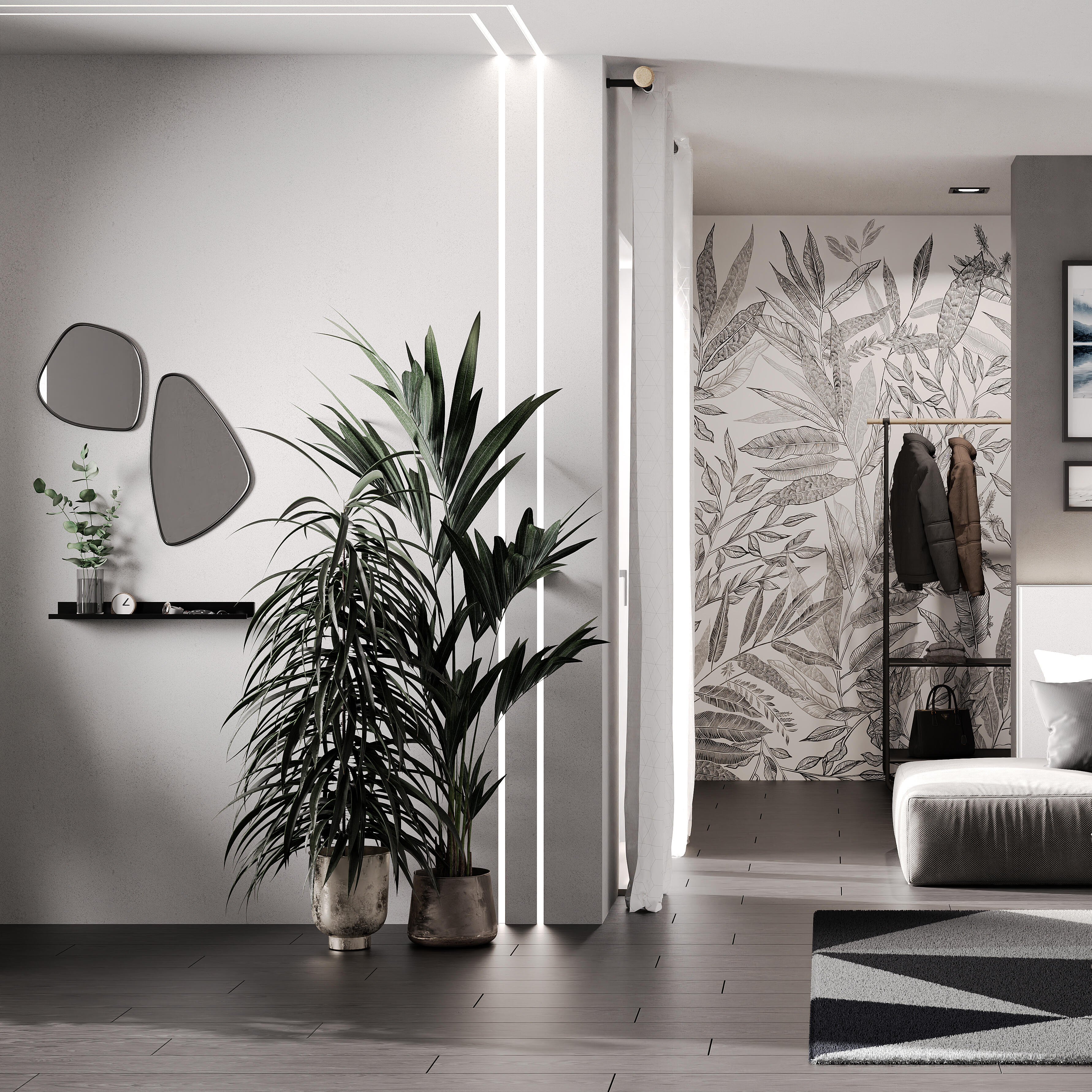 Specchio OGIVE asimmetrico in metallo nero 30 x 50 cm INSPIRE - 9