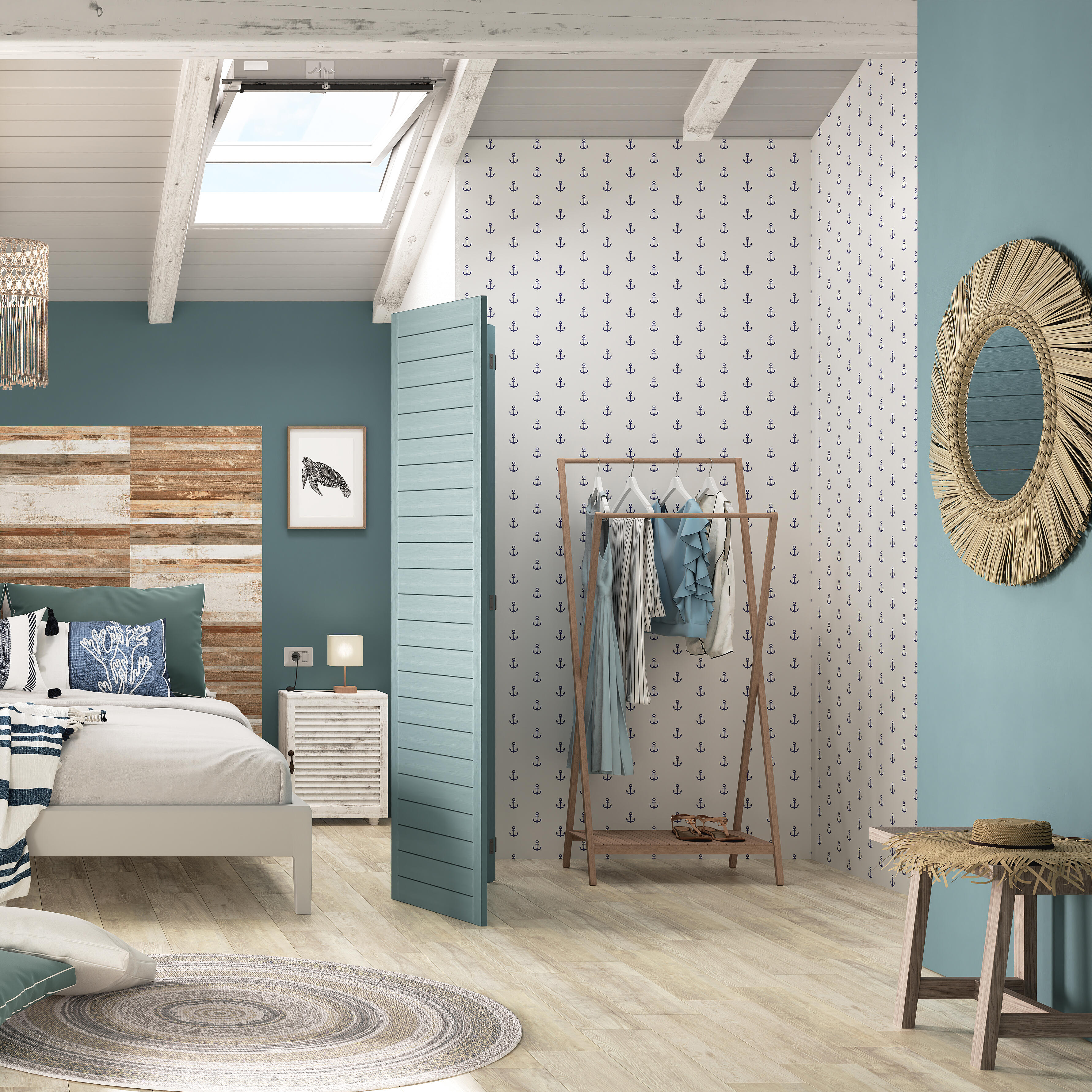 Sgabello da giardino in acacia bianco Farm NATERIAL, seduta in acacia marrone - 3