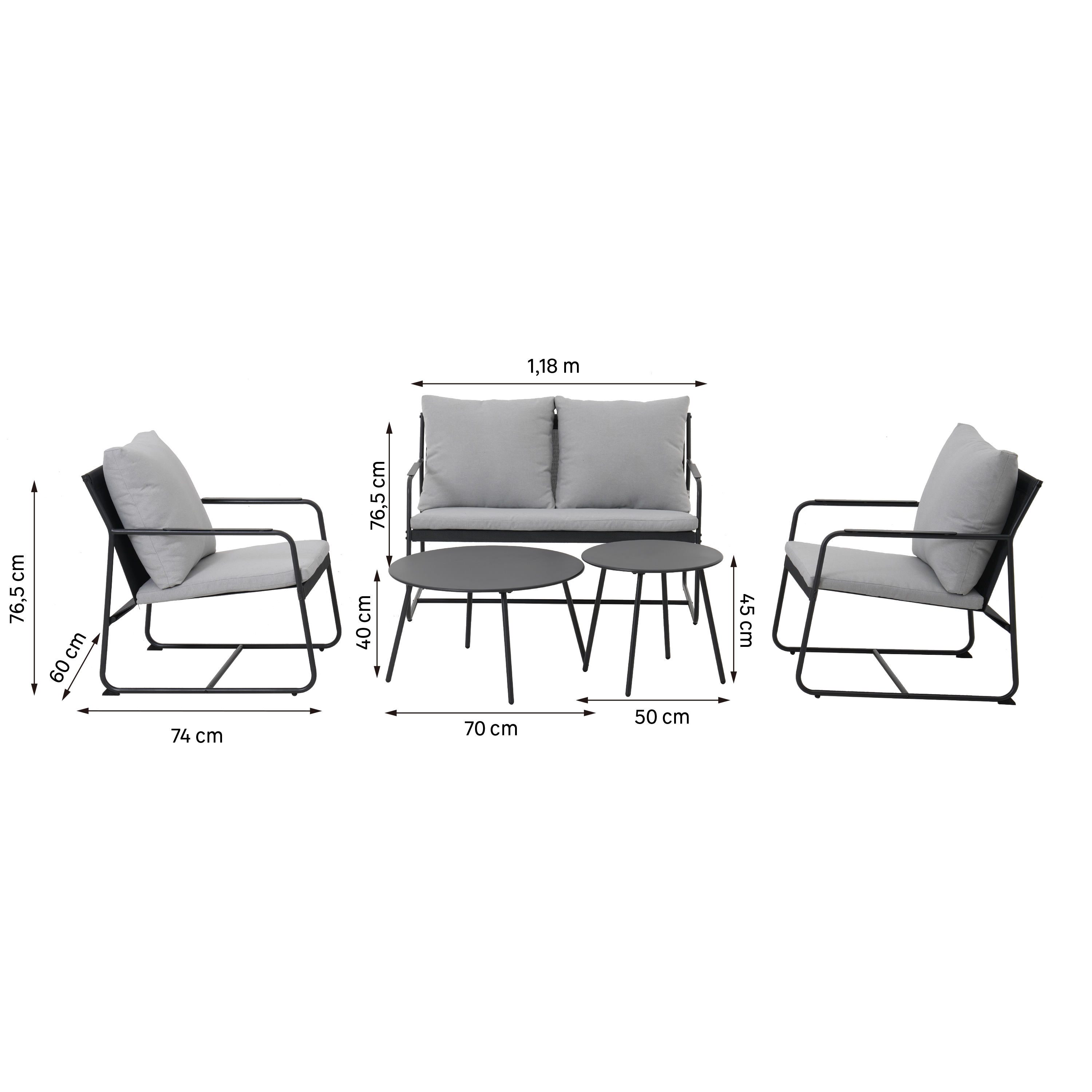 Salon bas en acier Fino NATERIAL, 4 personnes - 6