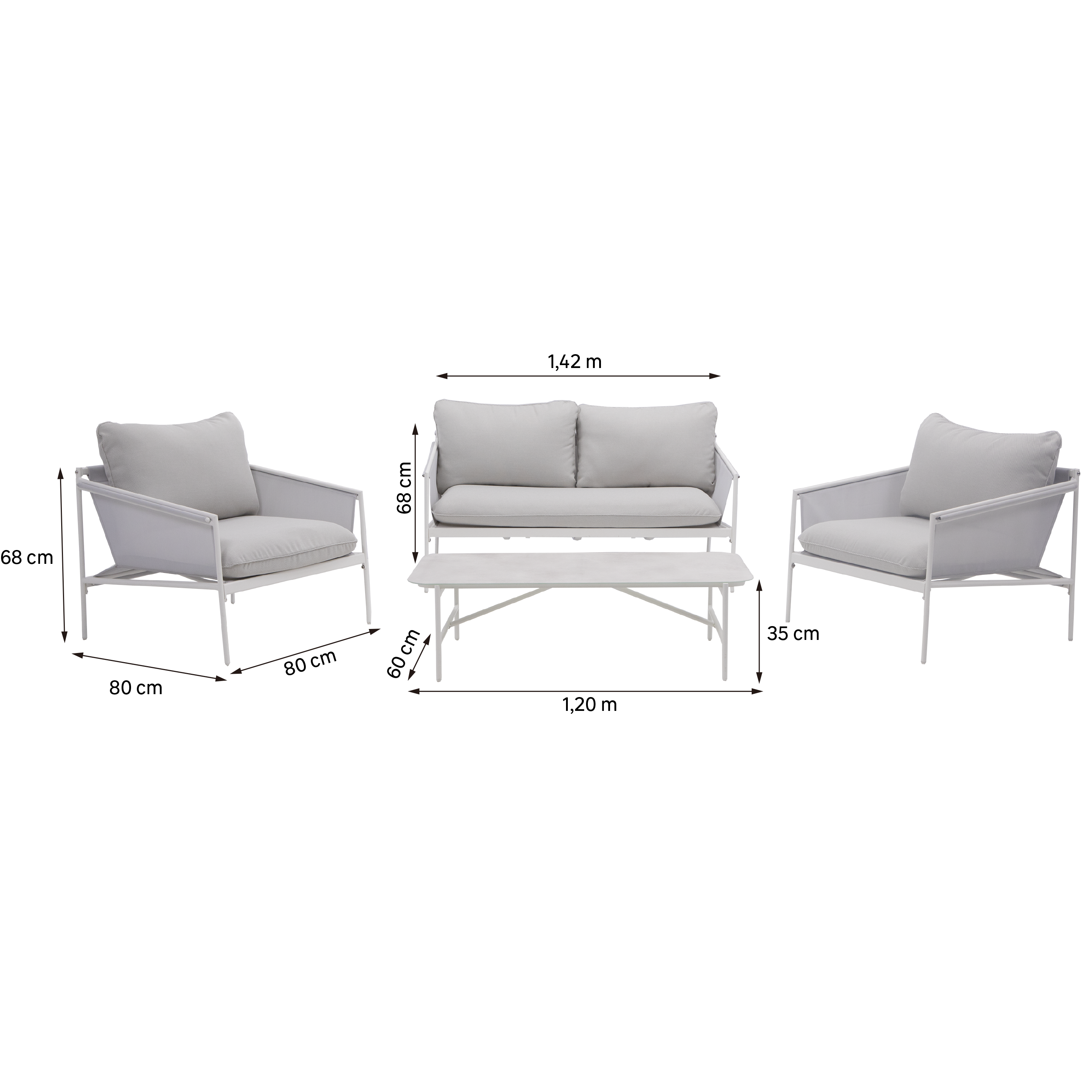 Salon bas 4 personnes en acier blanc Sigma NATERIAL - 6