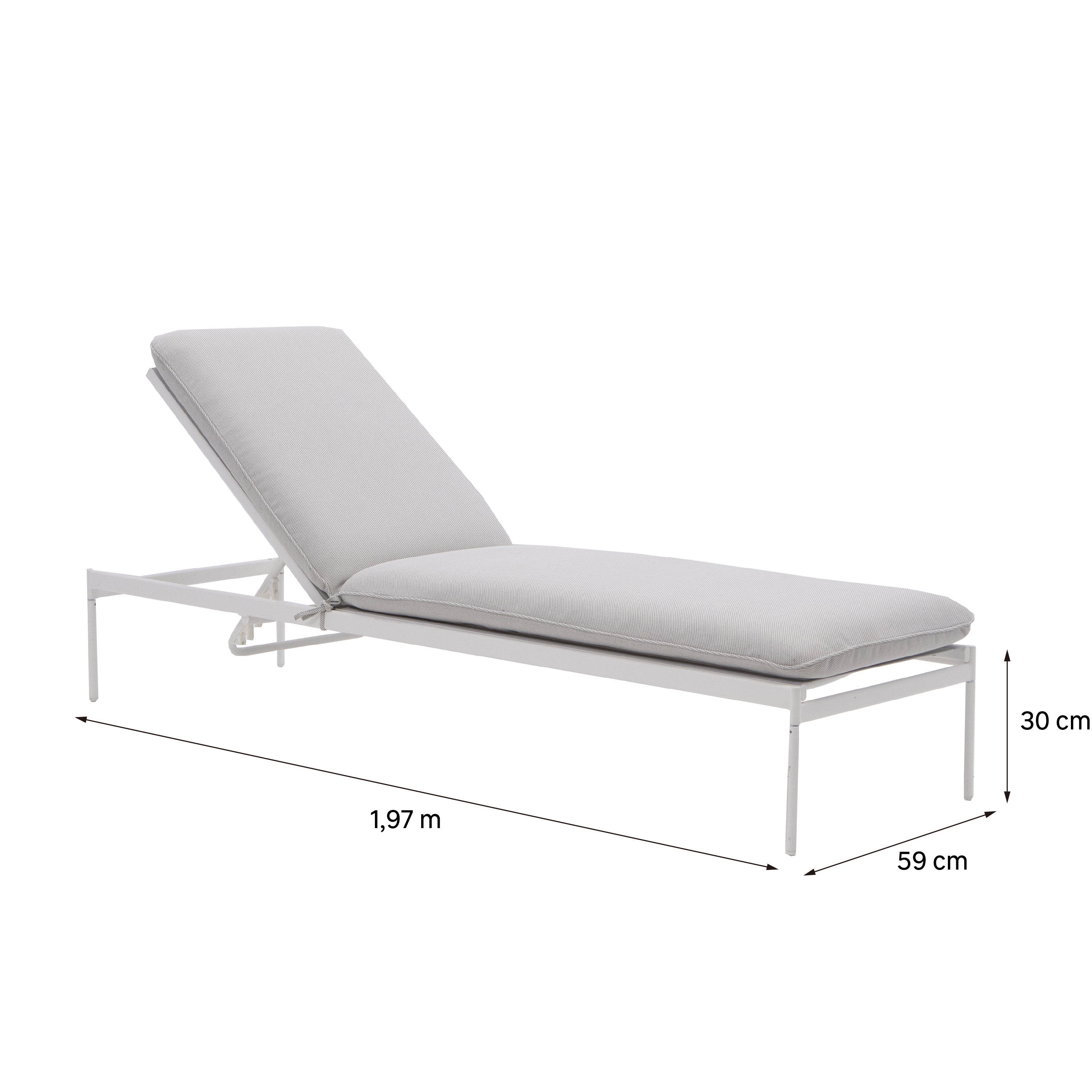 Lettino con cuscino Sigma NATERIAL in acciaio e cuscino beige 59 x 30 x 197 cm - 22