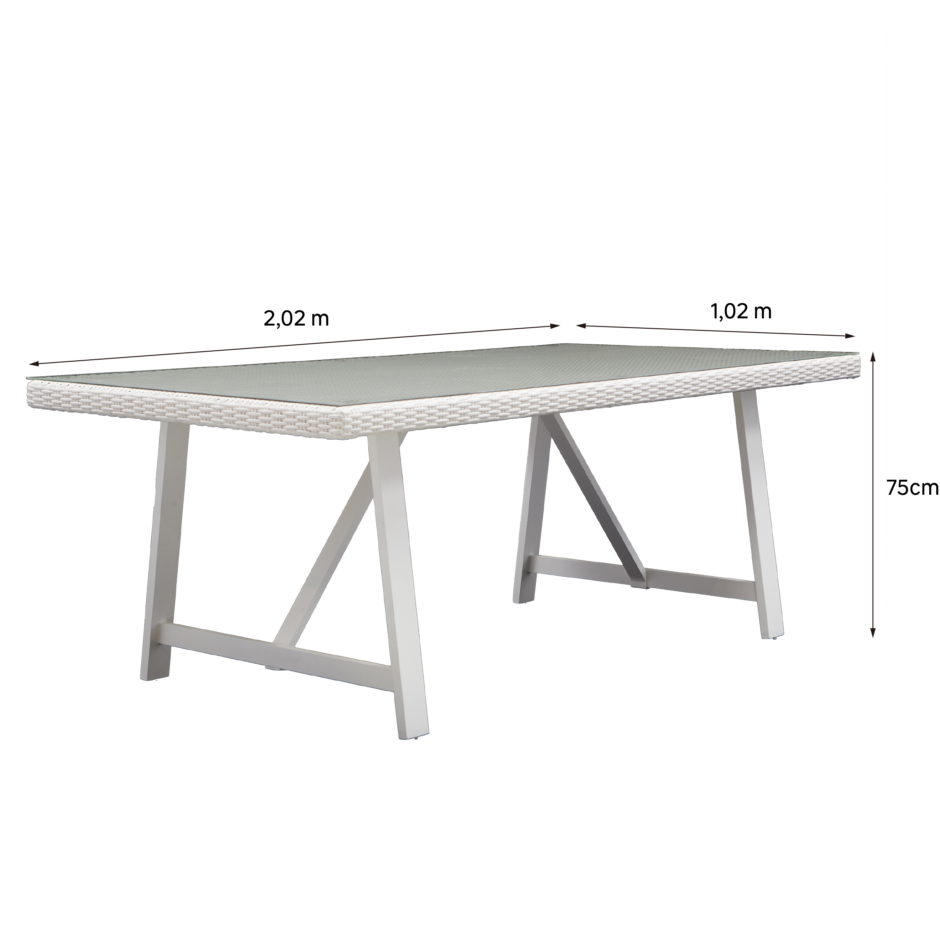 Mesa de jardín NATERIAL Luma de aluminio blanco de 101.5 x 75 x 201.5 cm - 5