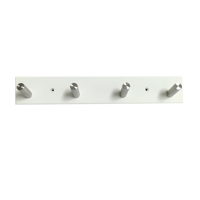 Appendiabiti da avvitare SPACEO EMMA in legno bianco satinato 4 ganci L 36 x H 6 cm