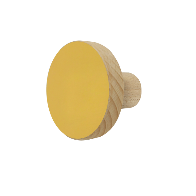 Gancio appendiabiti da avvitare SPACEO RONDO in legno giallo opaco L 6 x H 6 cm