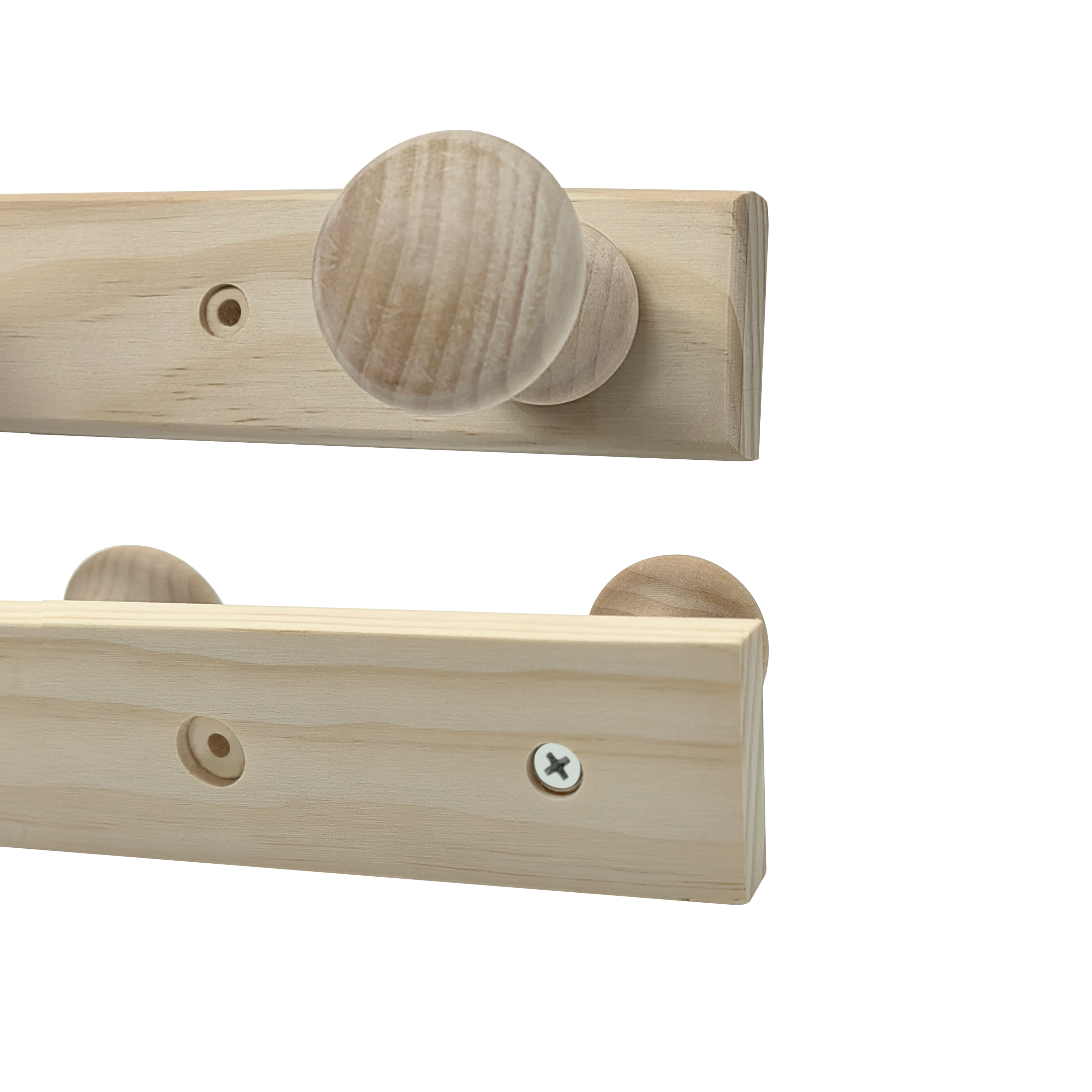 Perchero de pared para atornillar Olga pino bruto con 3 ganchos - 8