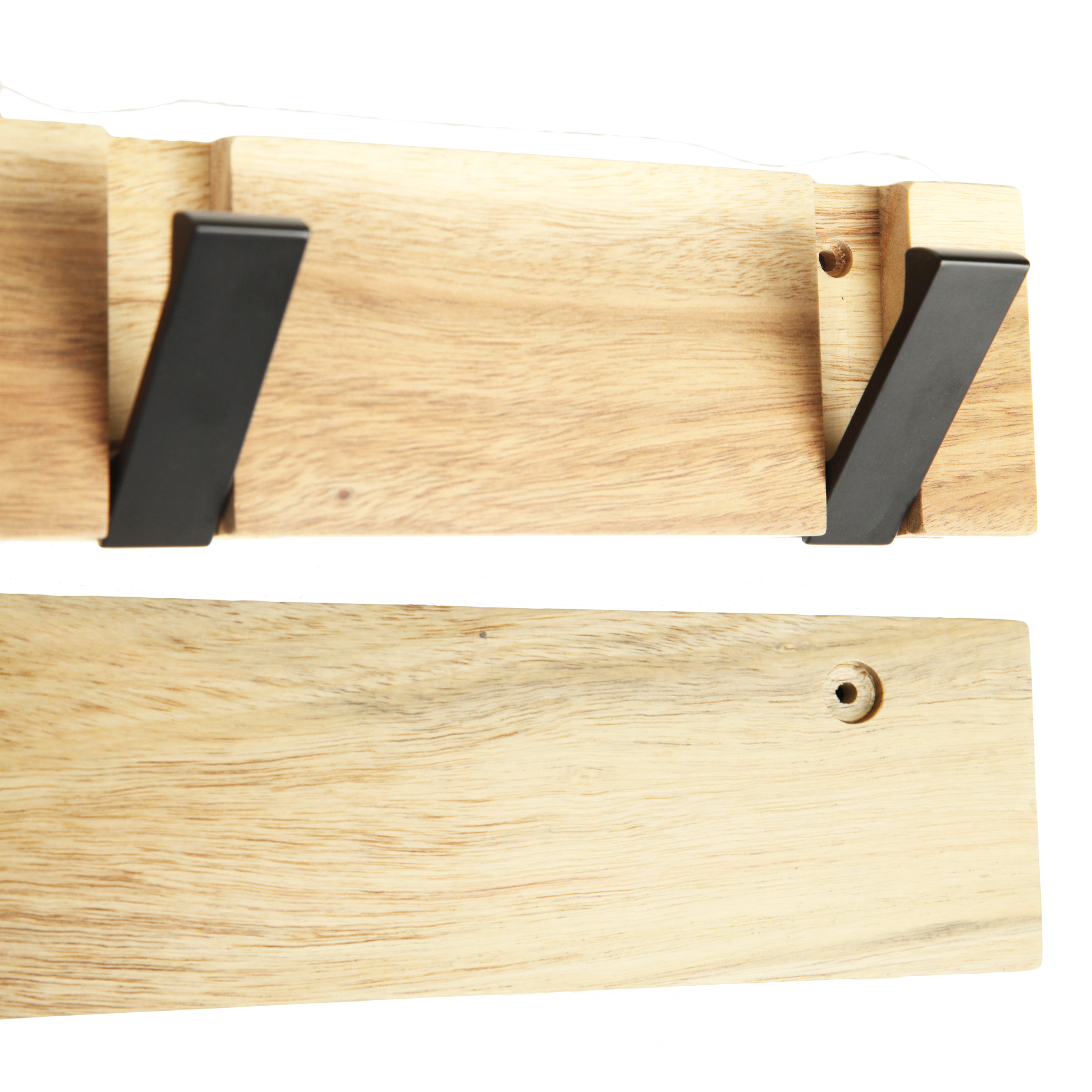 Perchero de pared SPACEO en madera negro con 4 ganchos - 9