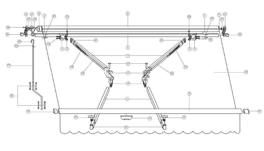 Tenda da sole a bracci estensibili, L 2.5 x 2 m, in poliestere, T137 - 2