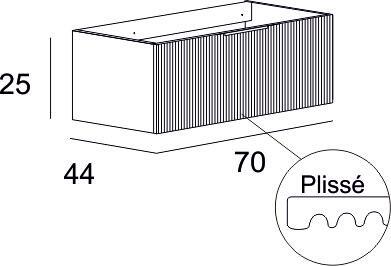 Mobile da bagno sospeso sotto lavabo Modula di BADEN HAUS L 70 x H 25 x P 44 cm bianco cannettato  opaco, 1 cassetto - 5