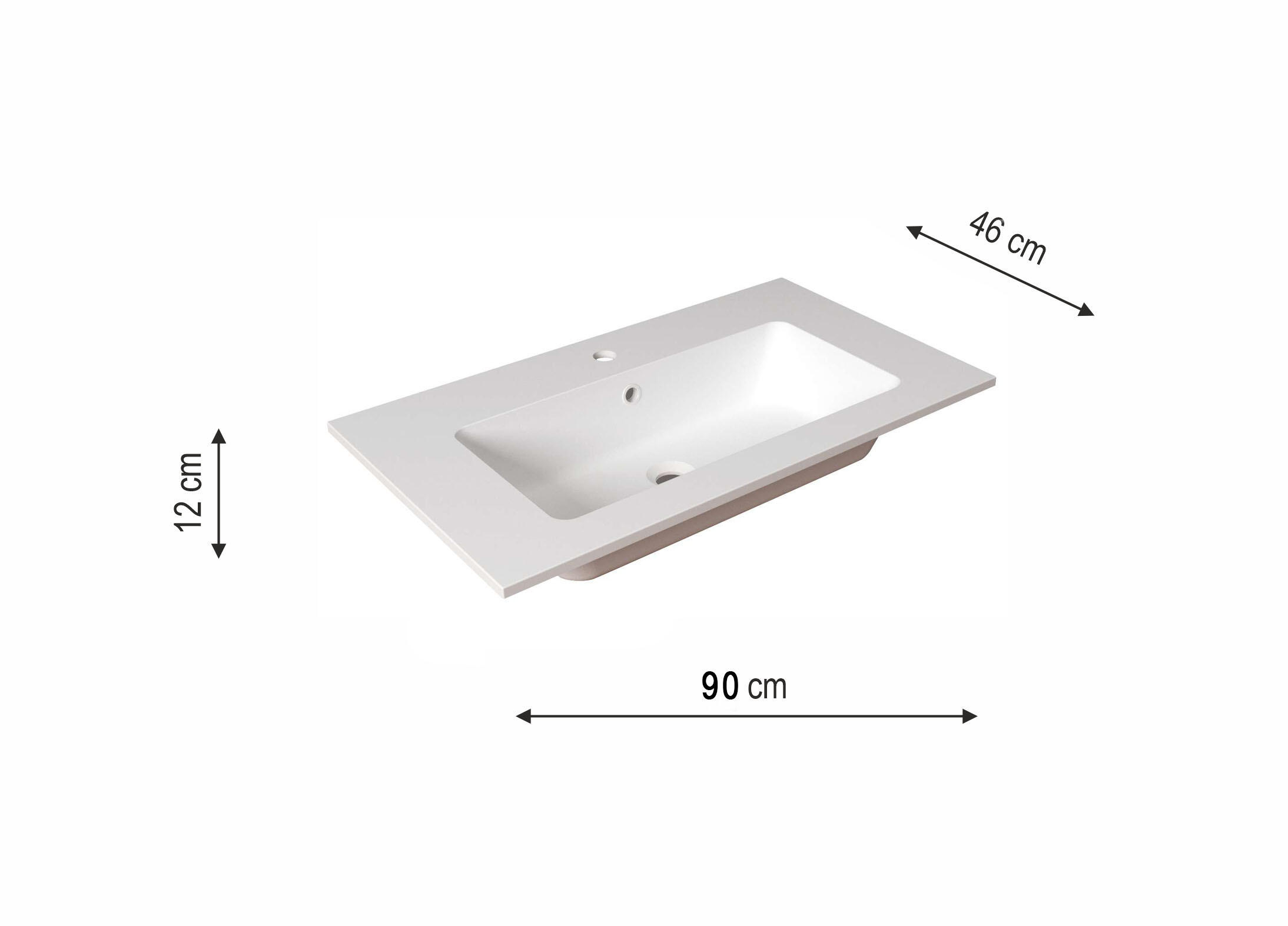 Lavabo a incasso rettangolare L 90.5 x H 14 x P 46 cm in resina bianco opaco - 5