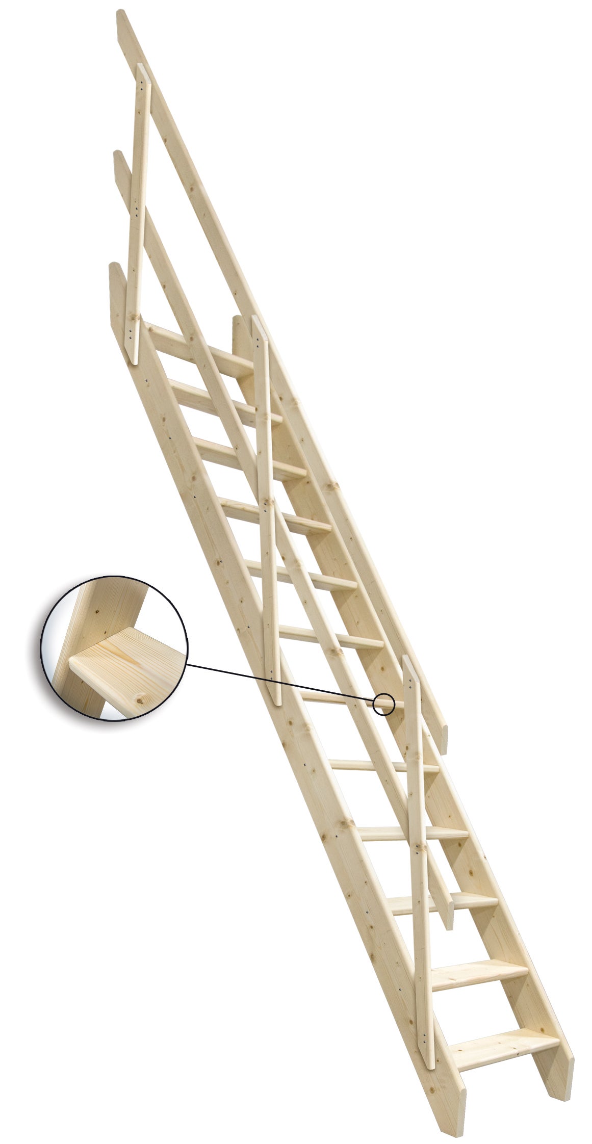 Scala dritta Kopenhaga larghezza 57.3 cm, struttura in legno pino - 2