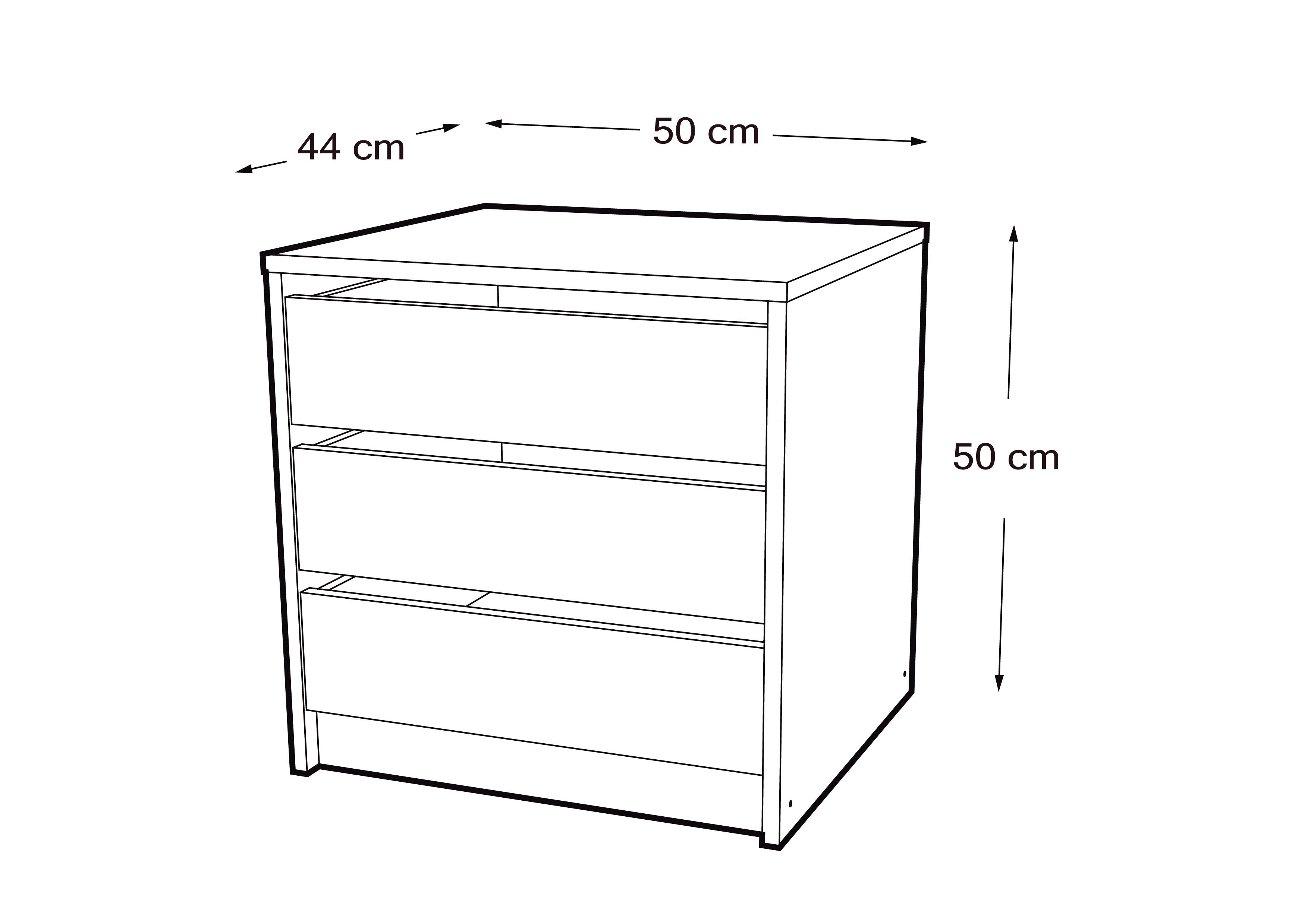 Cajonera KIT 3 cajones Serie Abierta blanco 50x50x44cm (altoxanchoxfondo cm) - 2