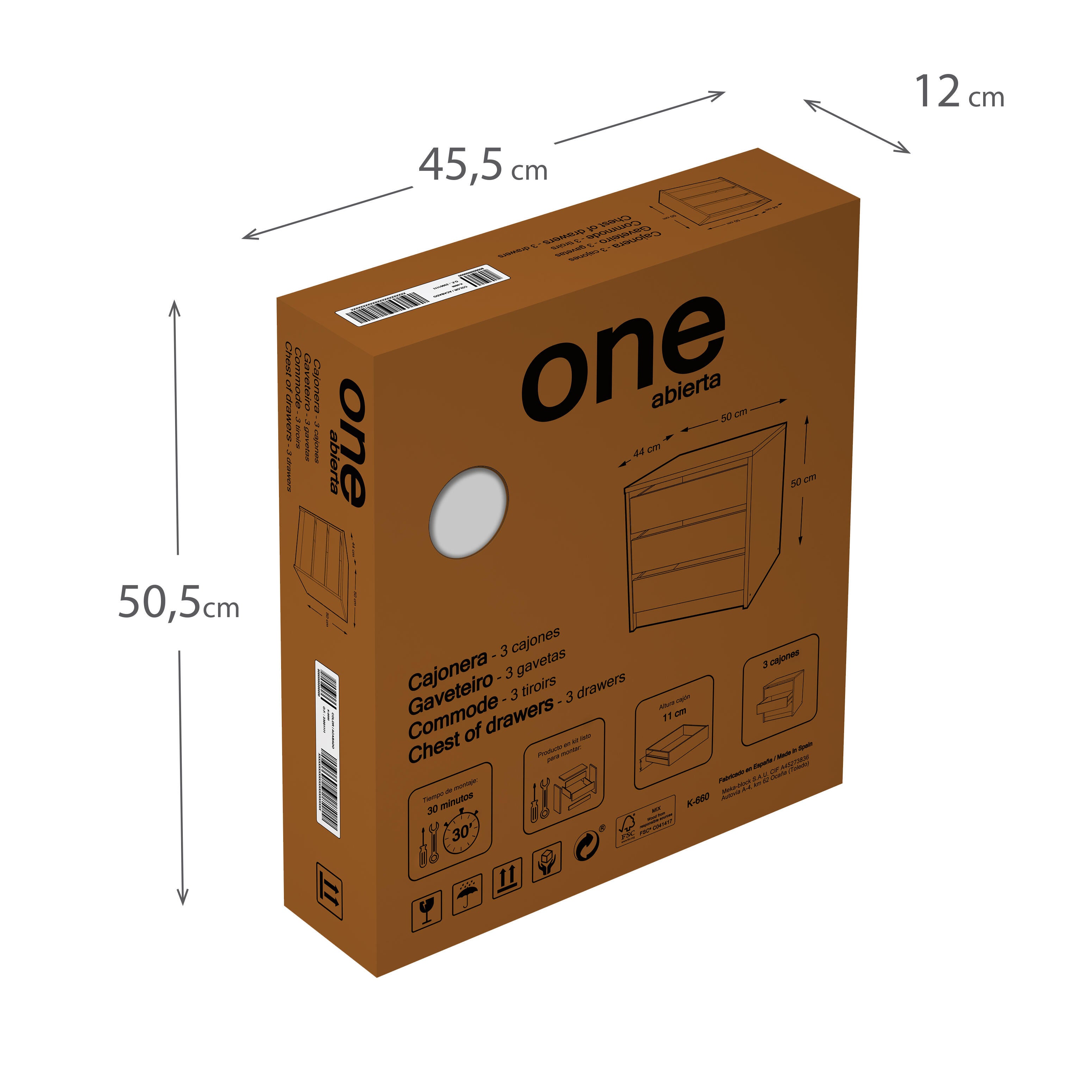Cajonera KIT 3 cajones Serie Abierta blanco 50x50x44cm (altoxanchoxfondo cm) - 10