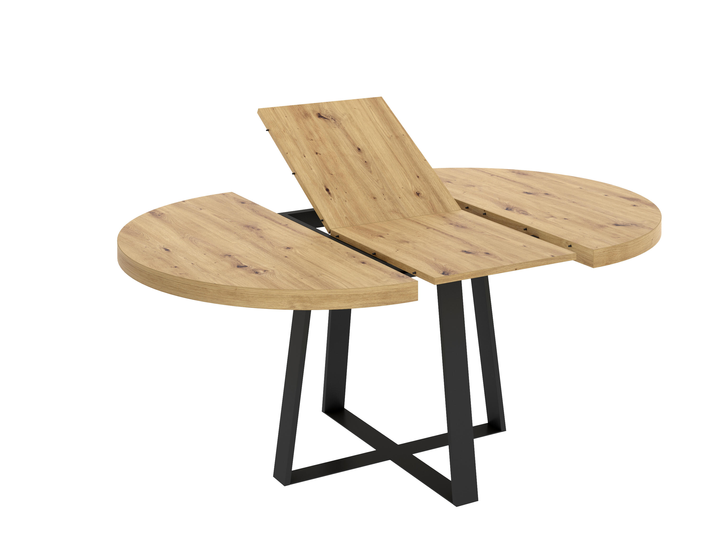 Mesa de comedor redonda duna nordic roble extensible de 77x110-158x110 cm