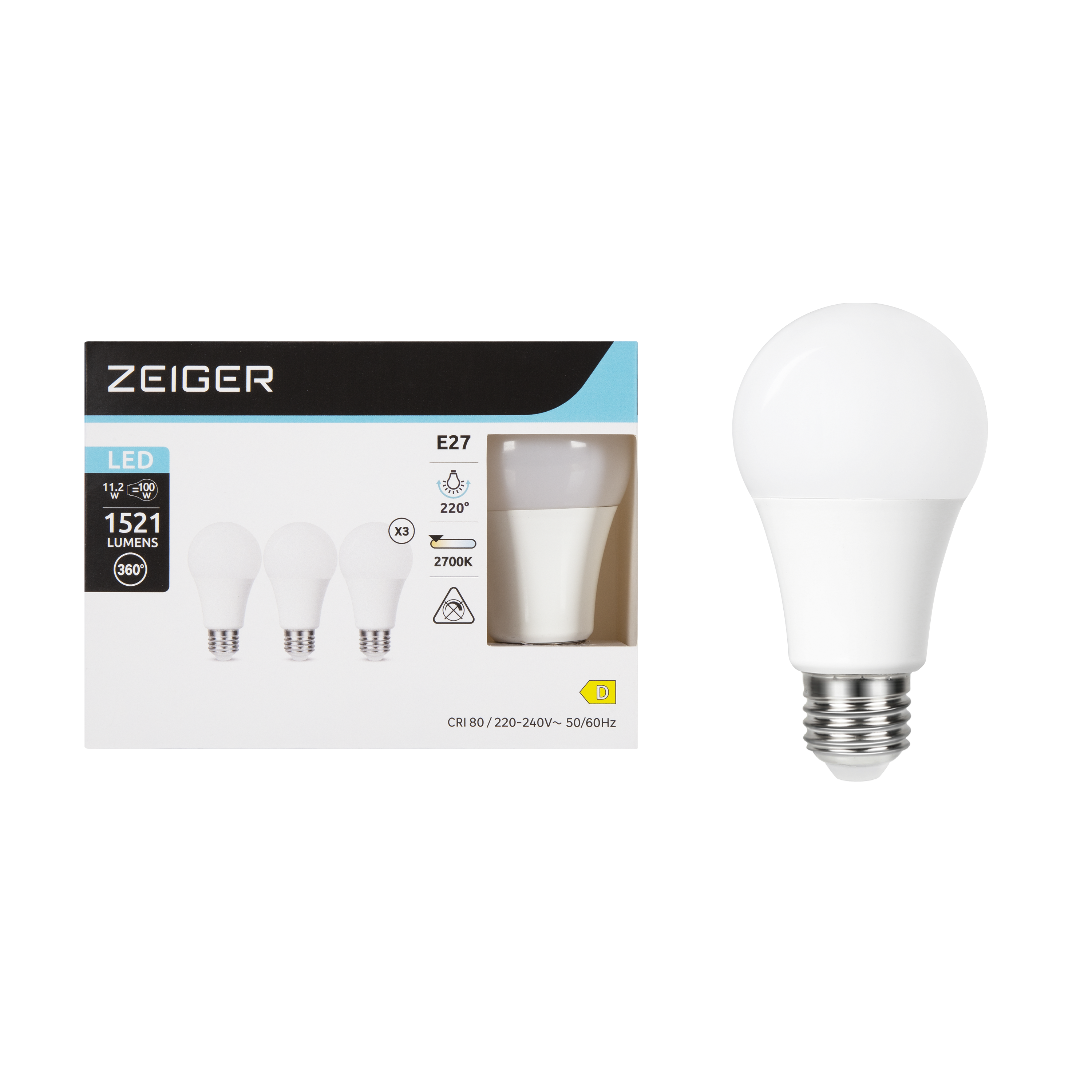 3 Ampoules E27 A60 1521Lm 2700K - ZEIGER - 3