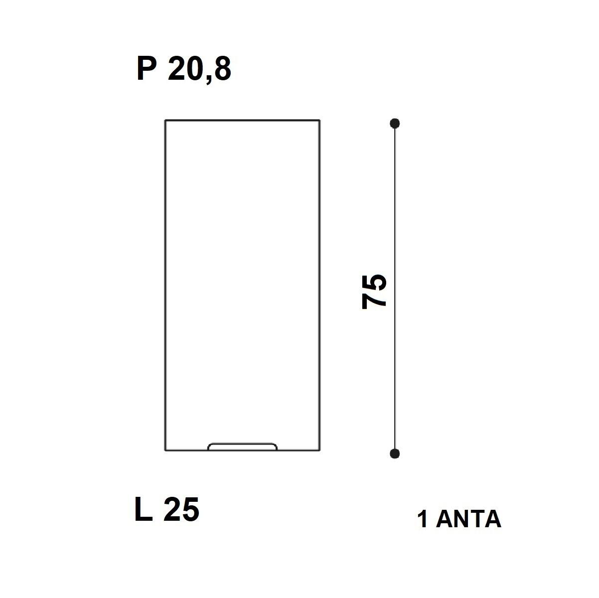 Pensile bagno Gola New colore su ordinazione, 1 anta apertura da destra P 20.8 x L 25 x H 75 cm - 2
