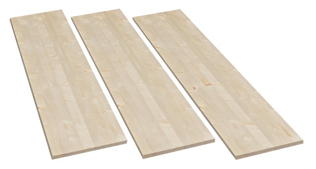 Tavola lamellare in legno di abete, L 30 x 132 cm x Sp 18 mm 3 pezzi