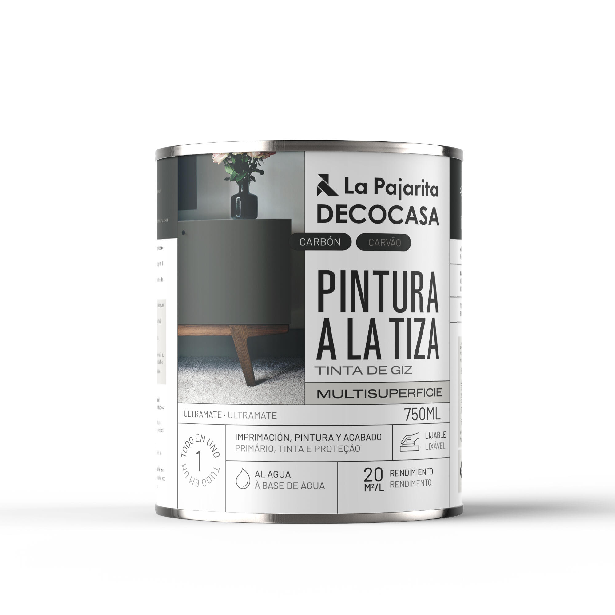 Pintura a la tiza La Pajarita 750ml carbón - 2