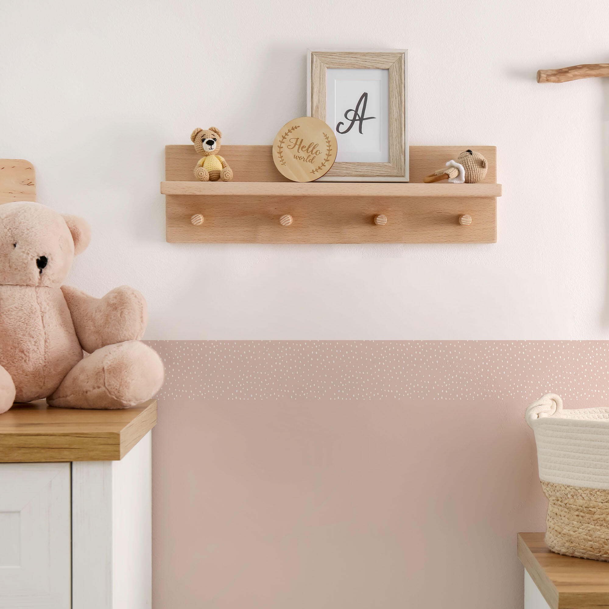 Cenefa adhesiva PVC lavable infantil Punts rosa 115 cm x 3 m - 2